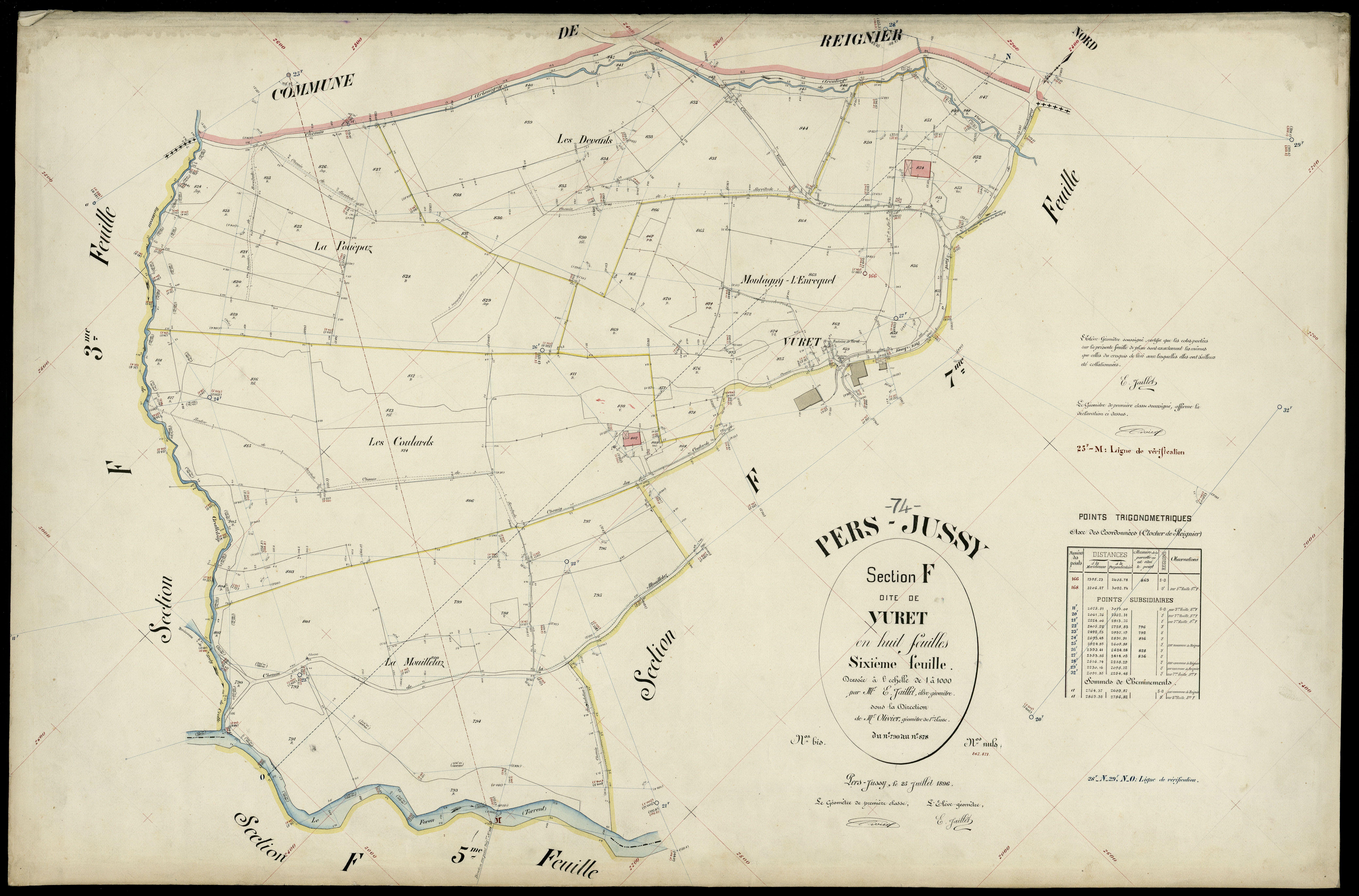 3 P 3 6873 - Feuille n° 7, parcelles n° 879 à 1089 - 25 juillet 1896