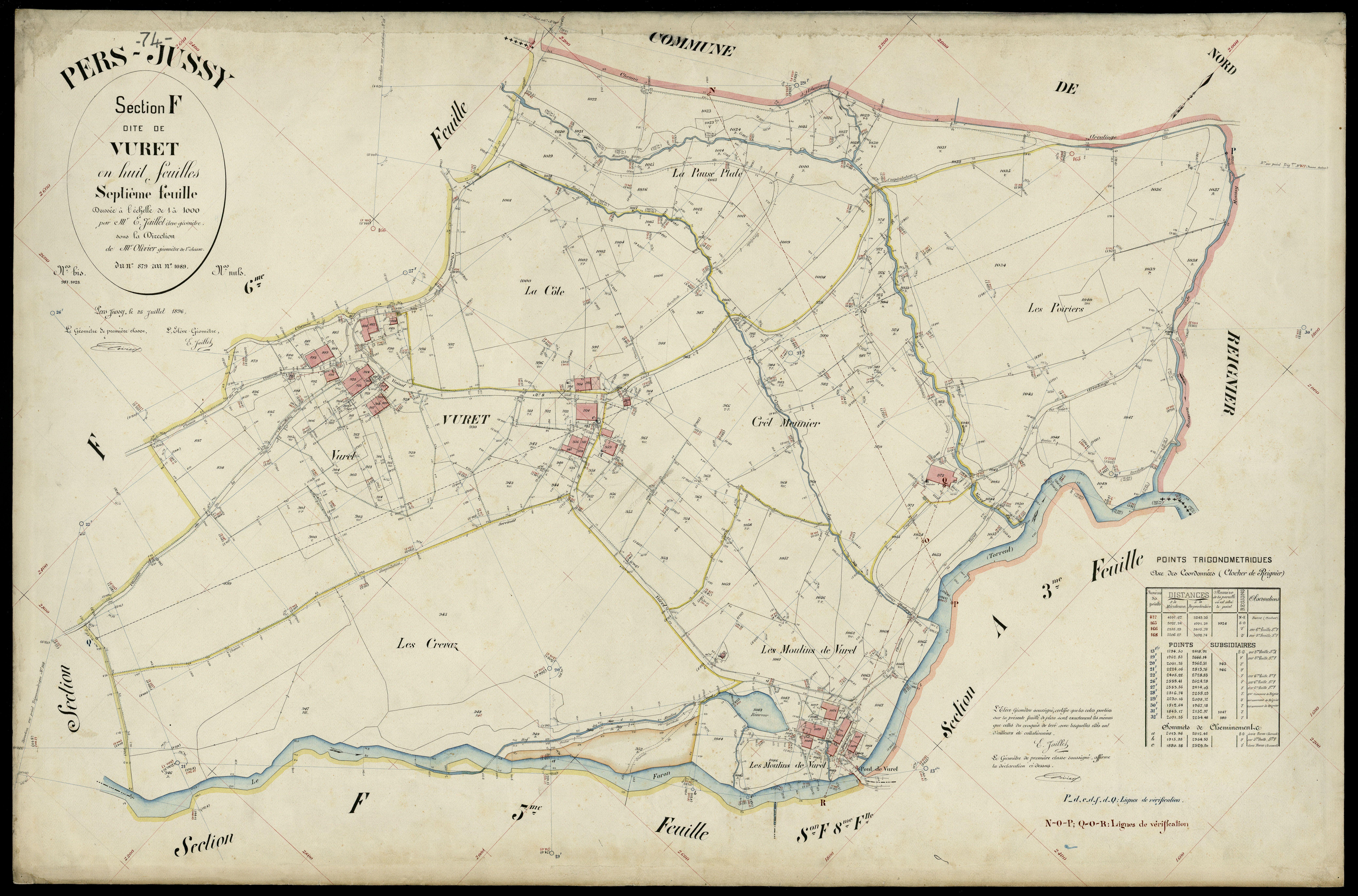 3 P 3 6874 - Feuille n° 8, parcelles n° 1090 à 1157 - 25 juillet 1896