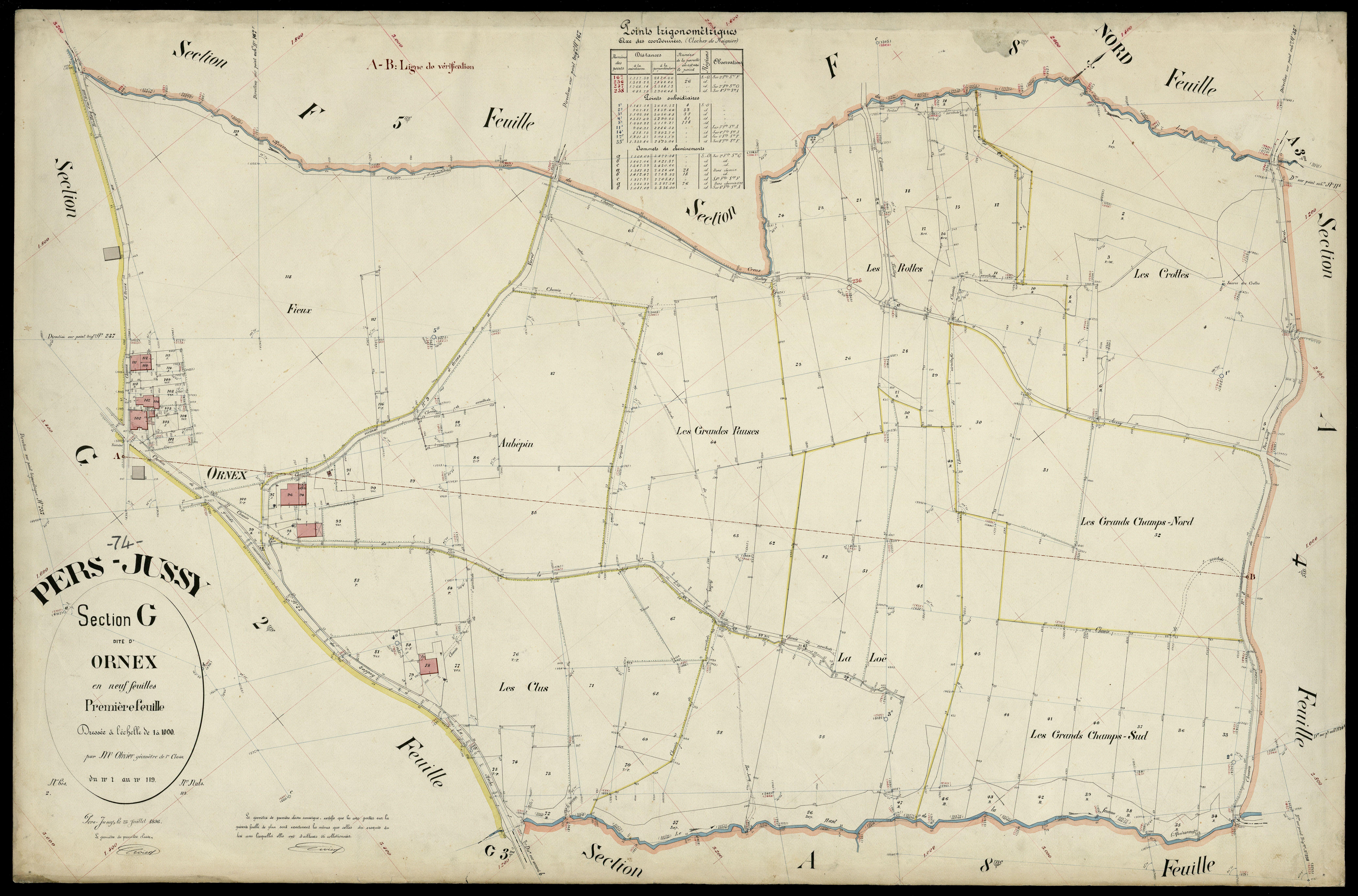 3 P 3 6876 - Feuille n° 2, parcelles n° 120 à 277 - 25 juillet 1896