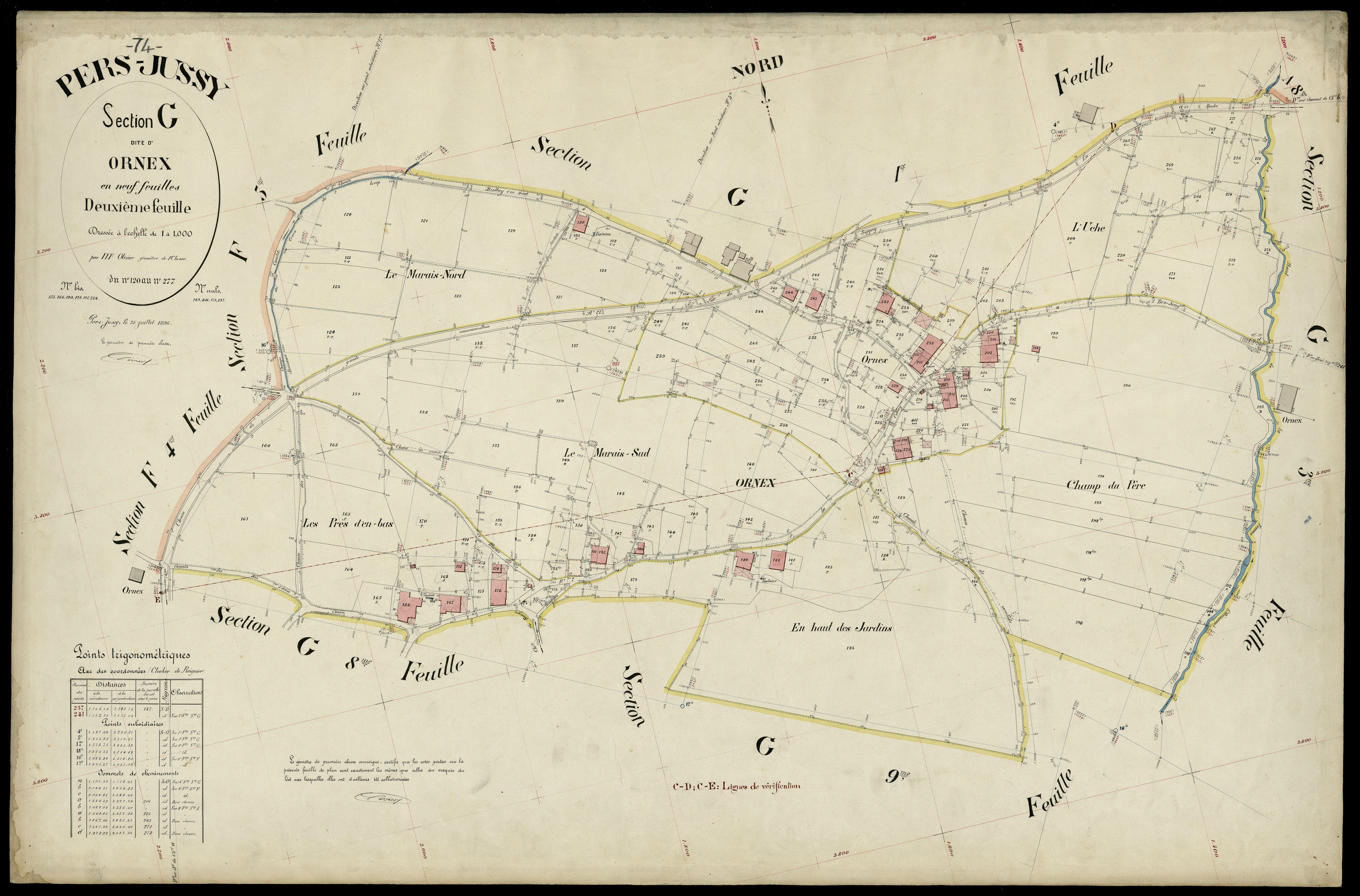 3 P 3 6877 - Feuille n° 3, parcelles n° 278 à 386 - 25 juillet 1896