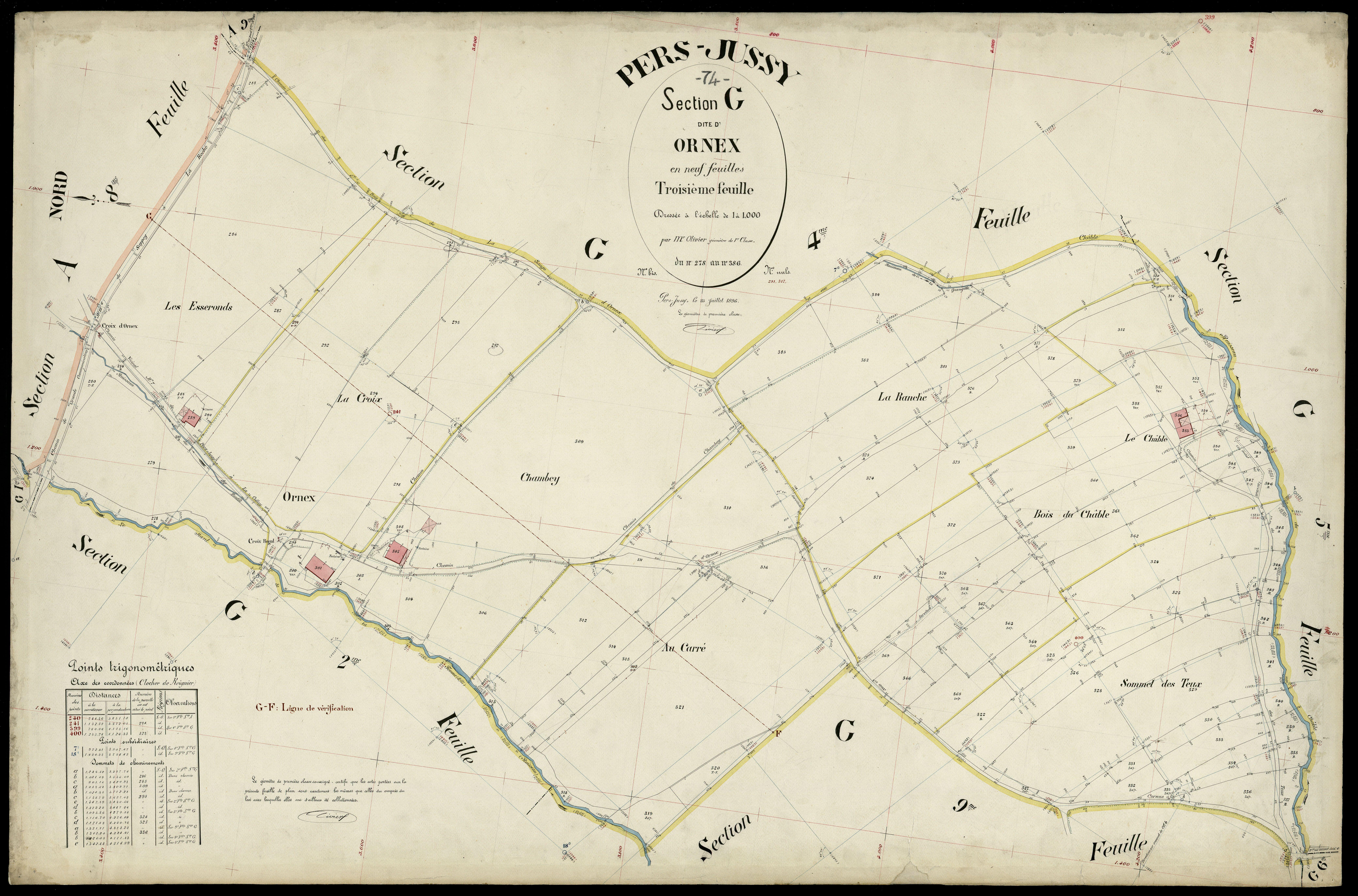3 P 3 6878 - Feuille n° 4, parcelles n° 387 à 549 - 25 juillet 1896