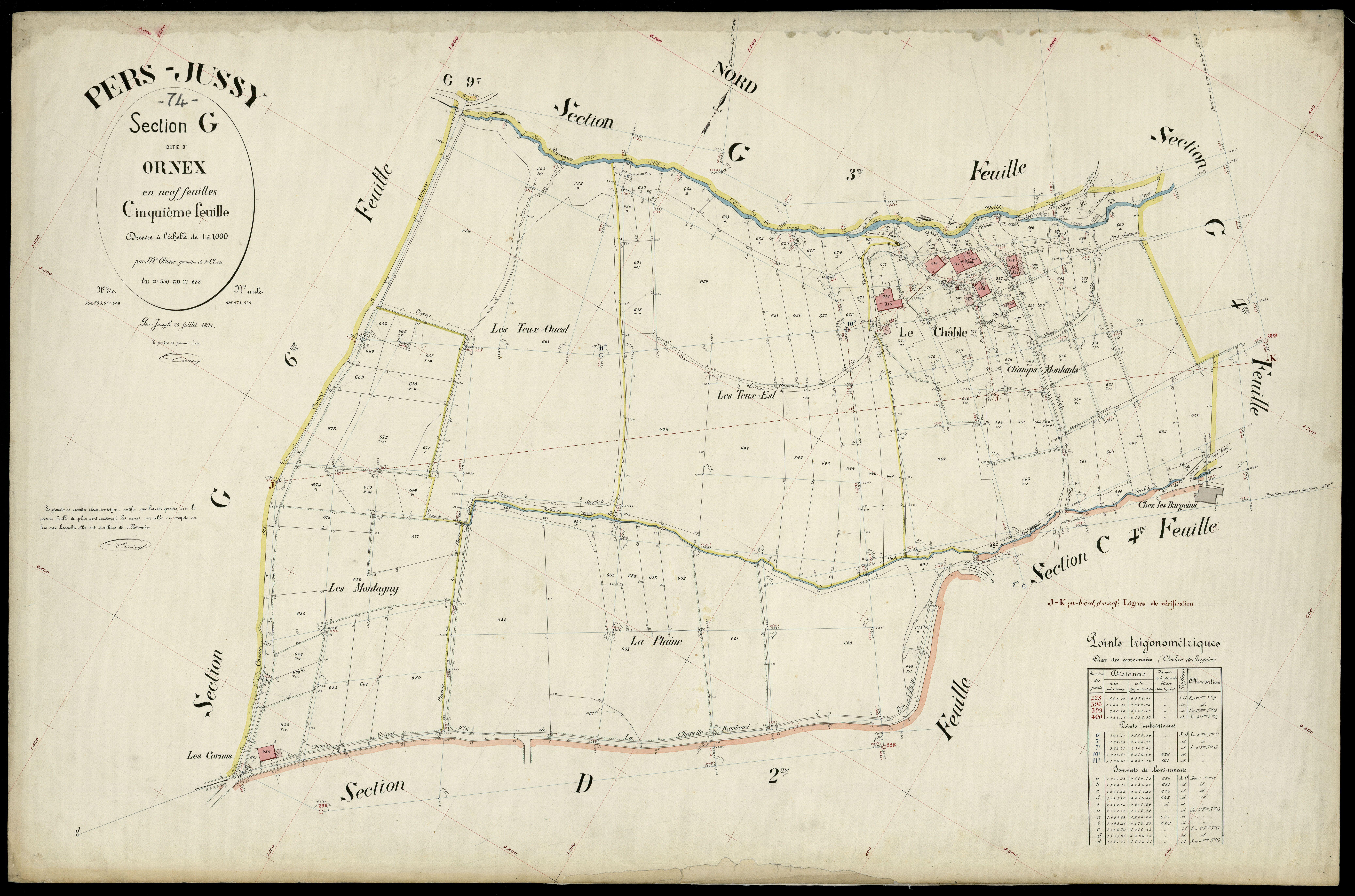3 P 3 6880 - Feuille n° 6, parcelles n° 689 à 749 - 25 juillet 1896