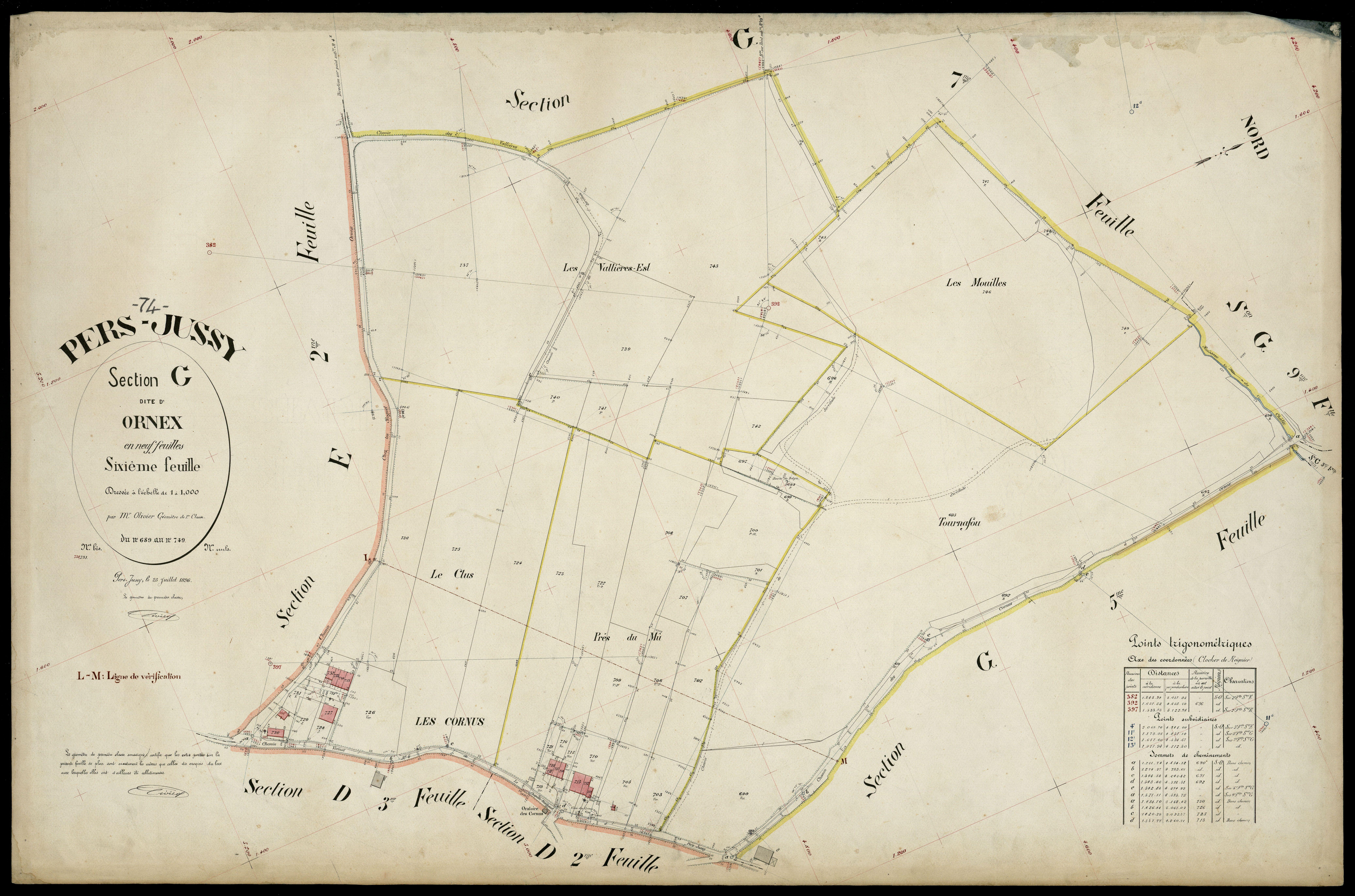 3 P 3 6881 - Feuille n° 7, parcelles n° 750 à 812 - 25 juillet 1896