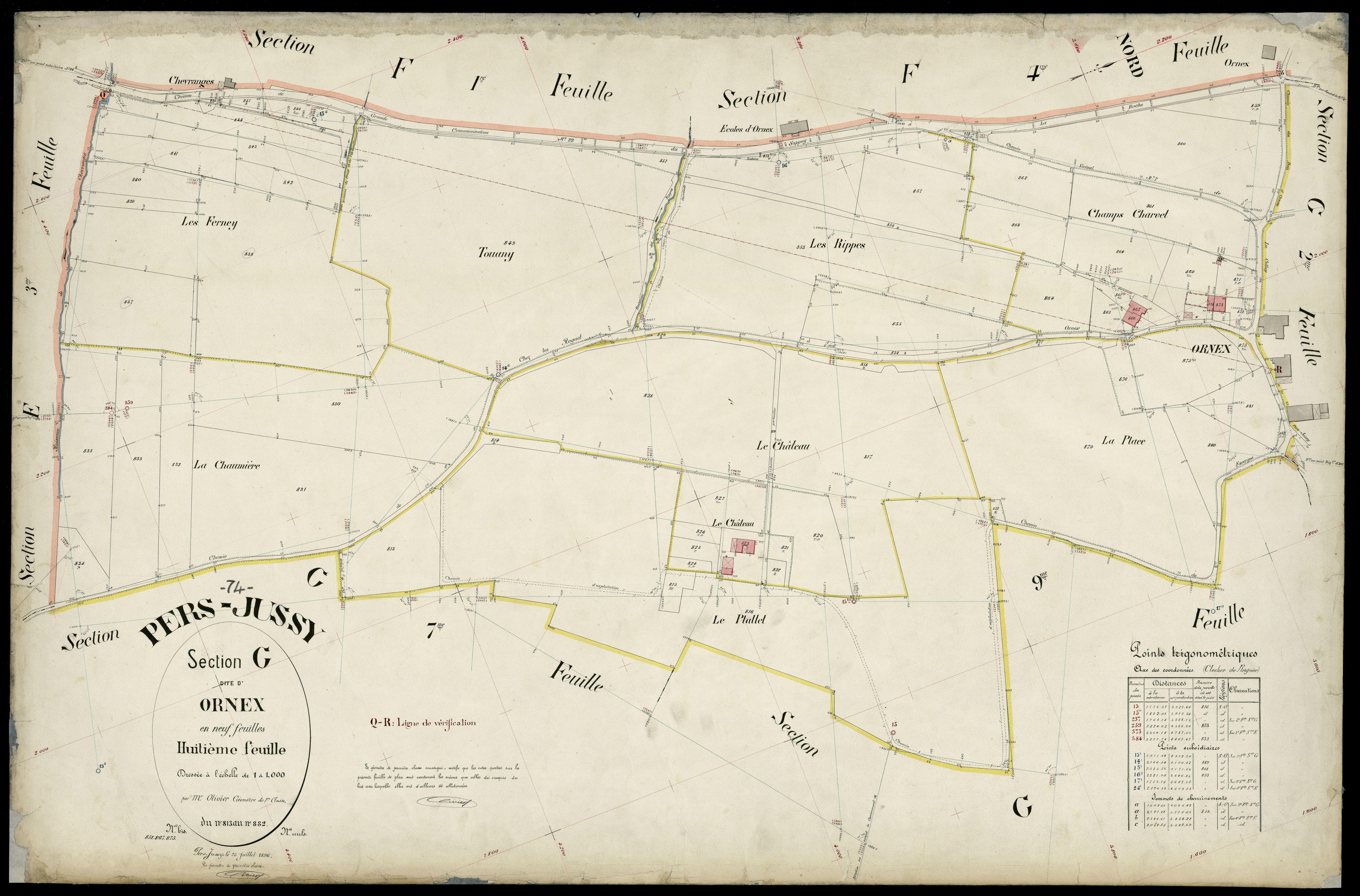 3 P 3 6883 - Feuille n° 9, parcelles n° 883 à 959 - 25 juillet 1896
