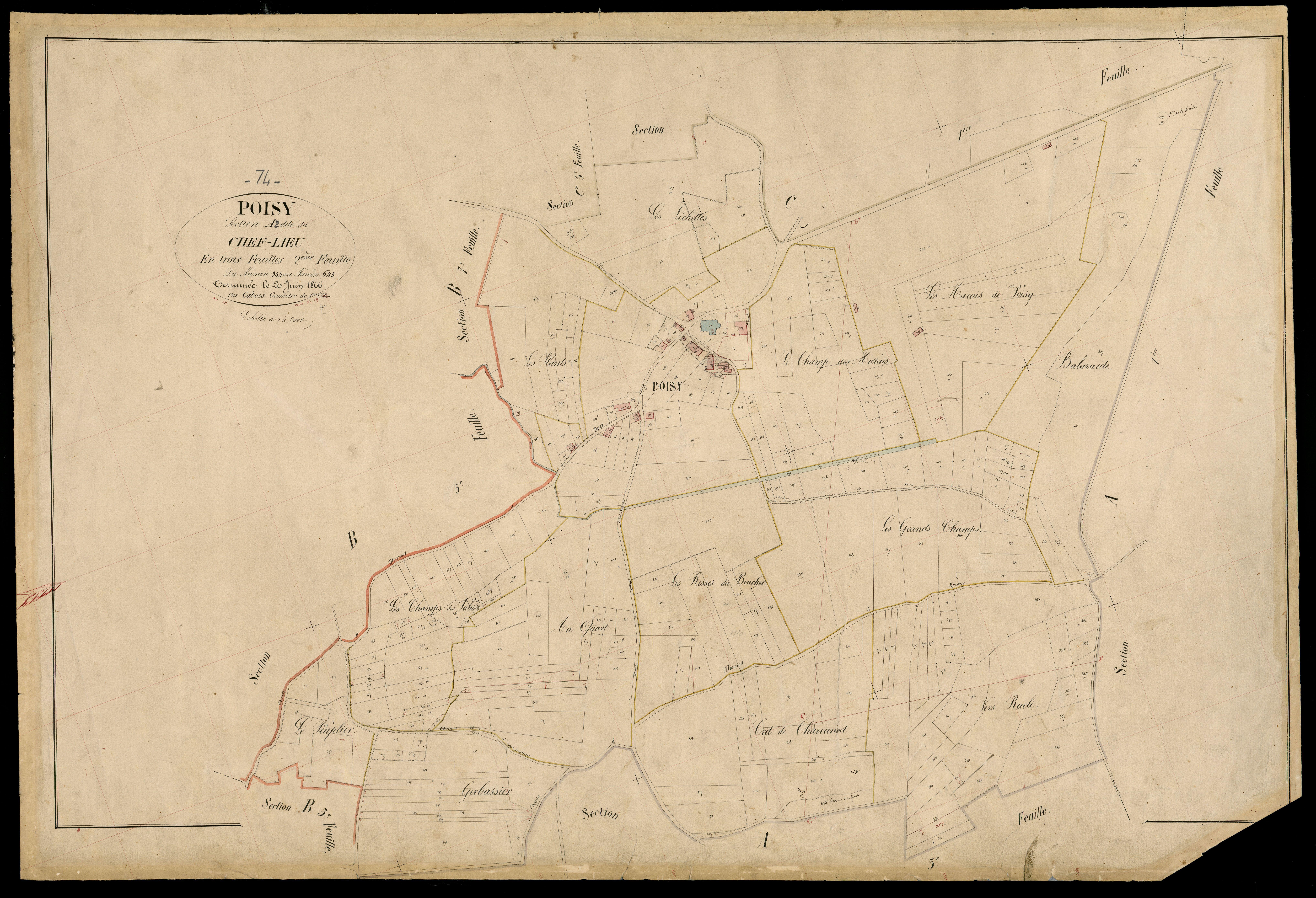 3 P 3 6936 - Feuille n° 3, parcelles n° 644 à 958 - 20 juin 1866