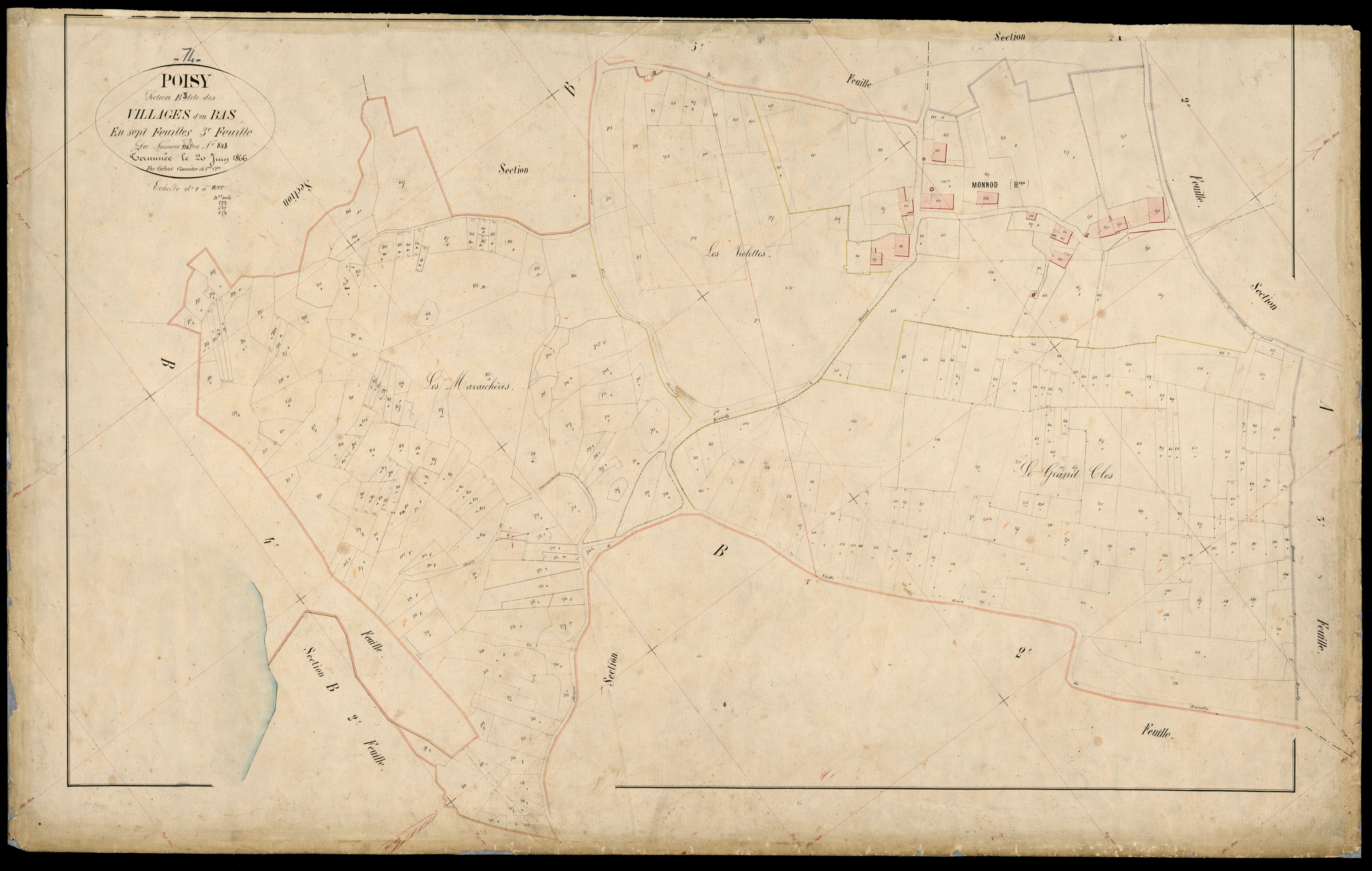 3 P 3 6940 - Feuille n° 4, parcelles n° 849 à 878 - 20 juin 1866