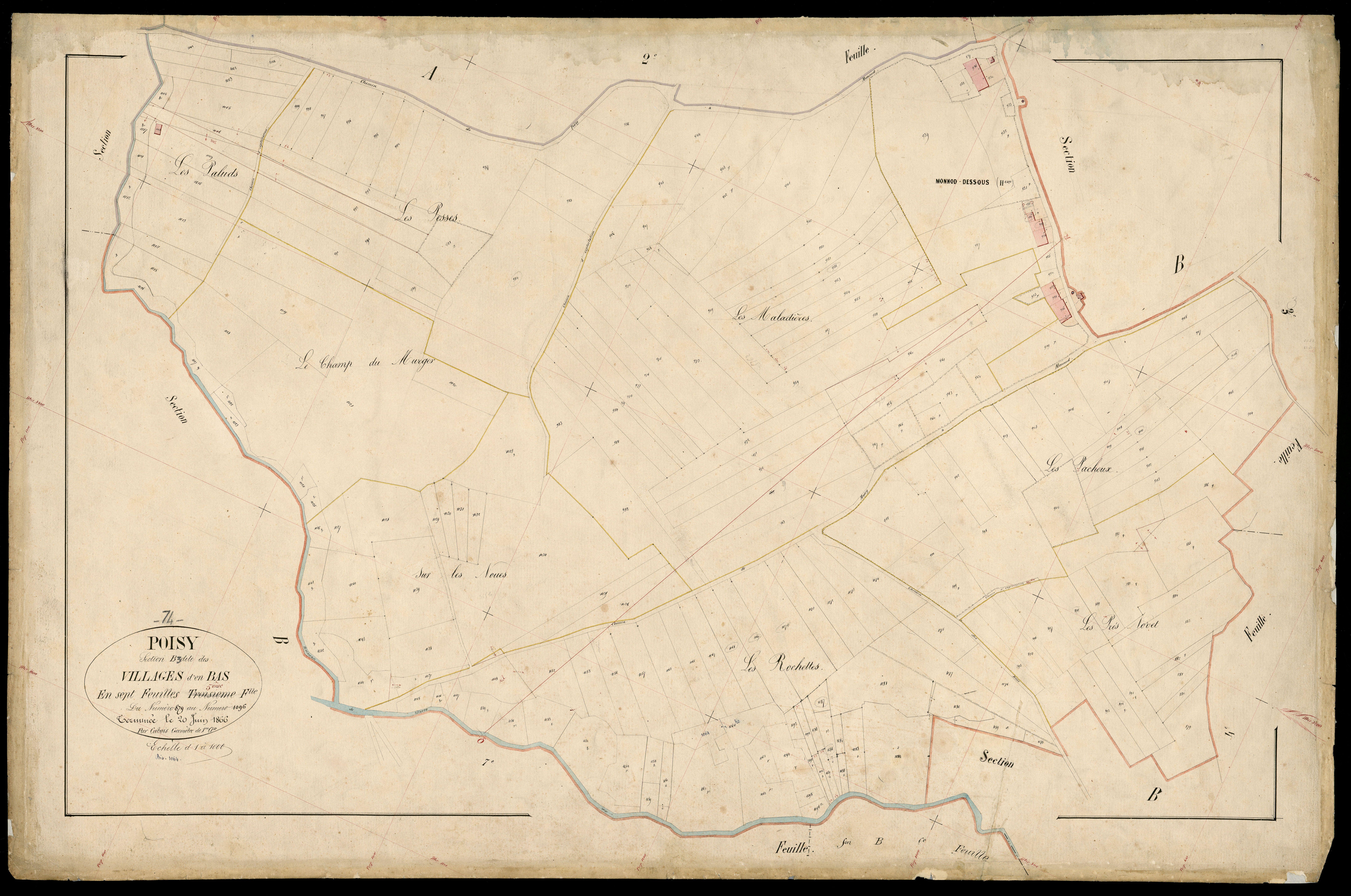 3 P 3 6942 - Feuille n° 6, parcelles n° 1097 à 1291 - 20 juin 1866