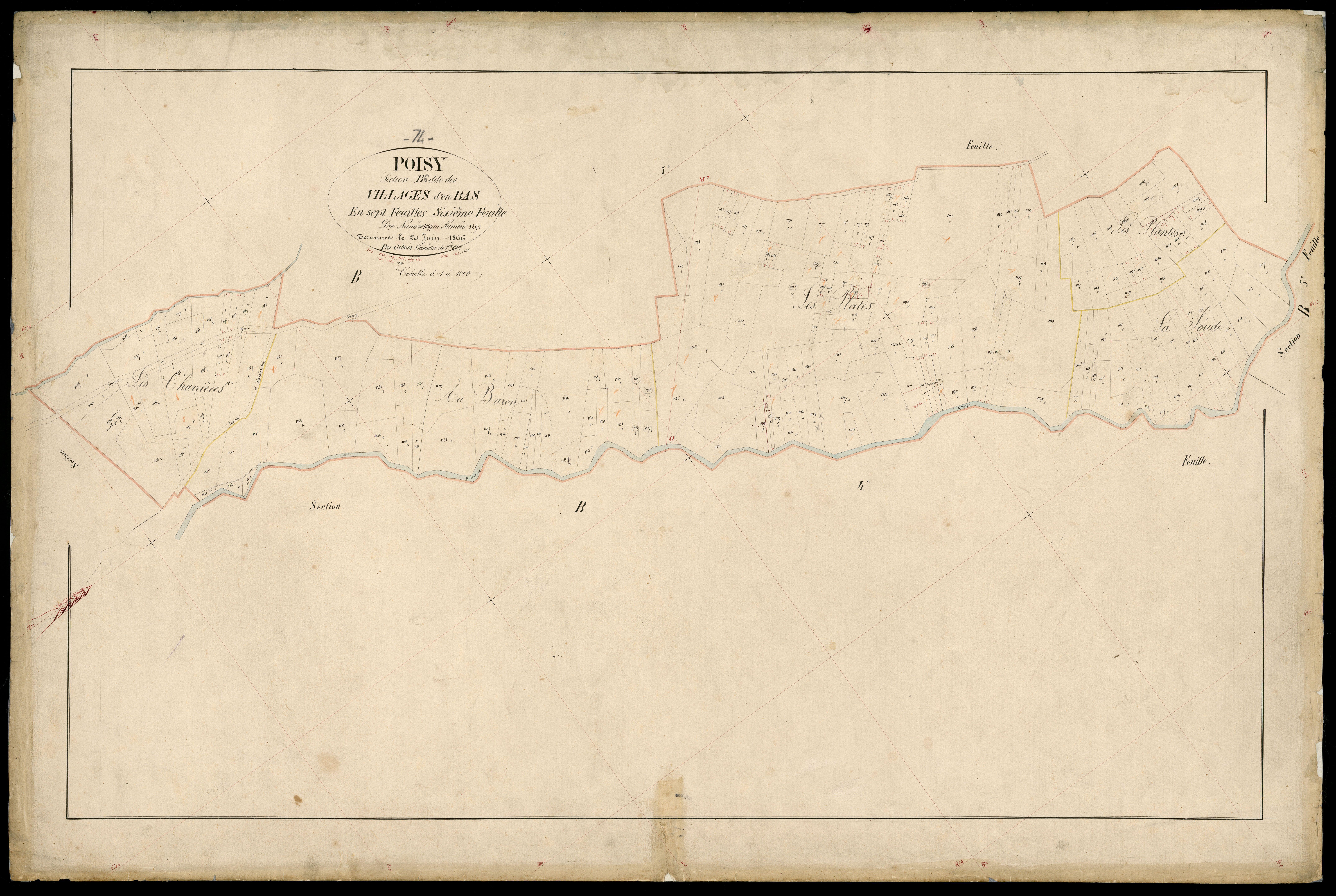 3 P 3 6943 - Feuille n° 7, parcelles n° 1292 à 1673 - 20 juin 1866