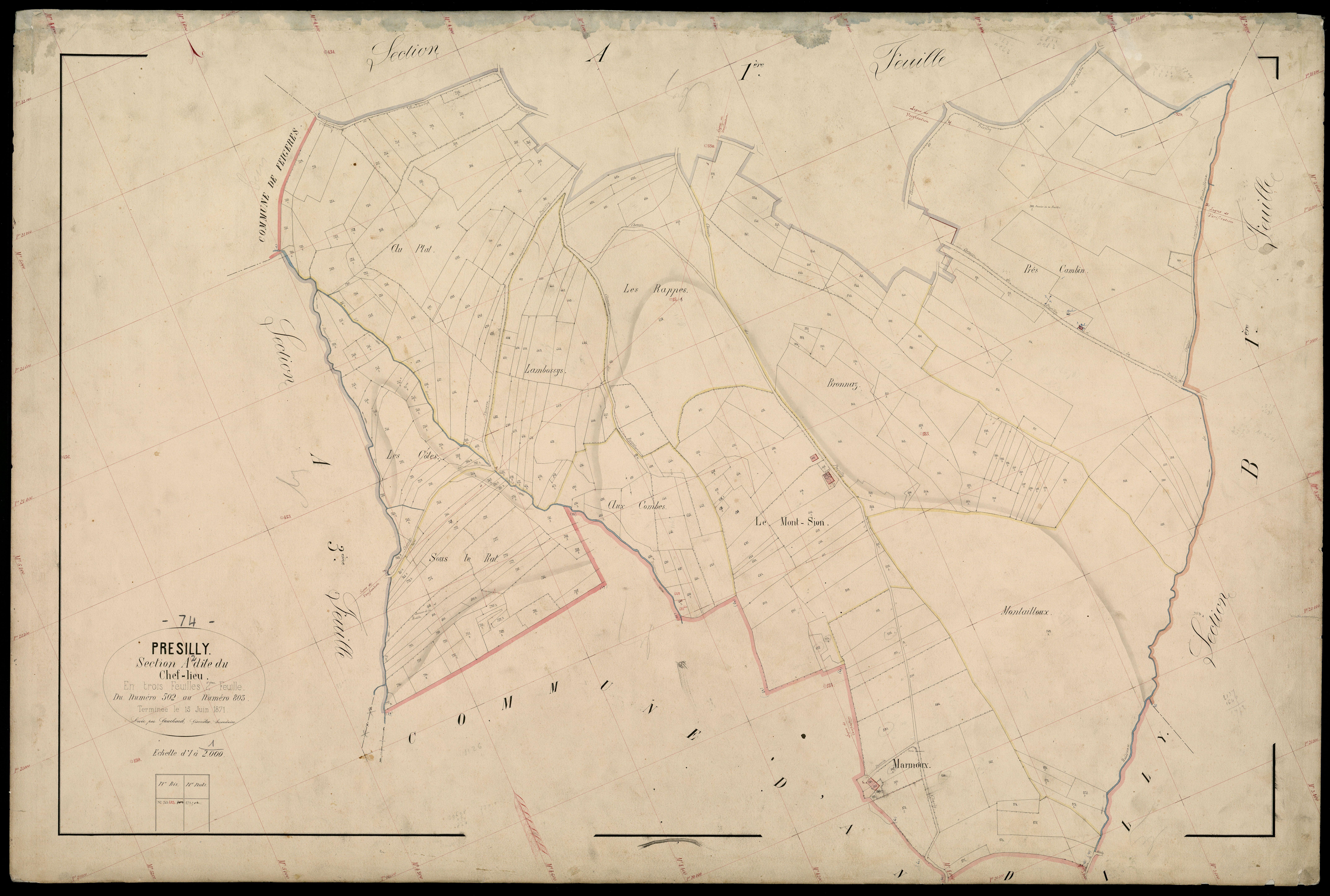 3 P 3 6986 - Feuille n° 3, parcelles n° 804 à 1014 - 15 juin 1871