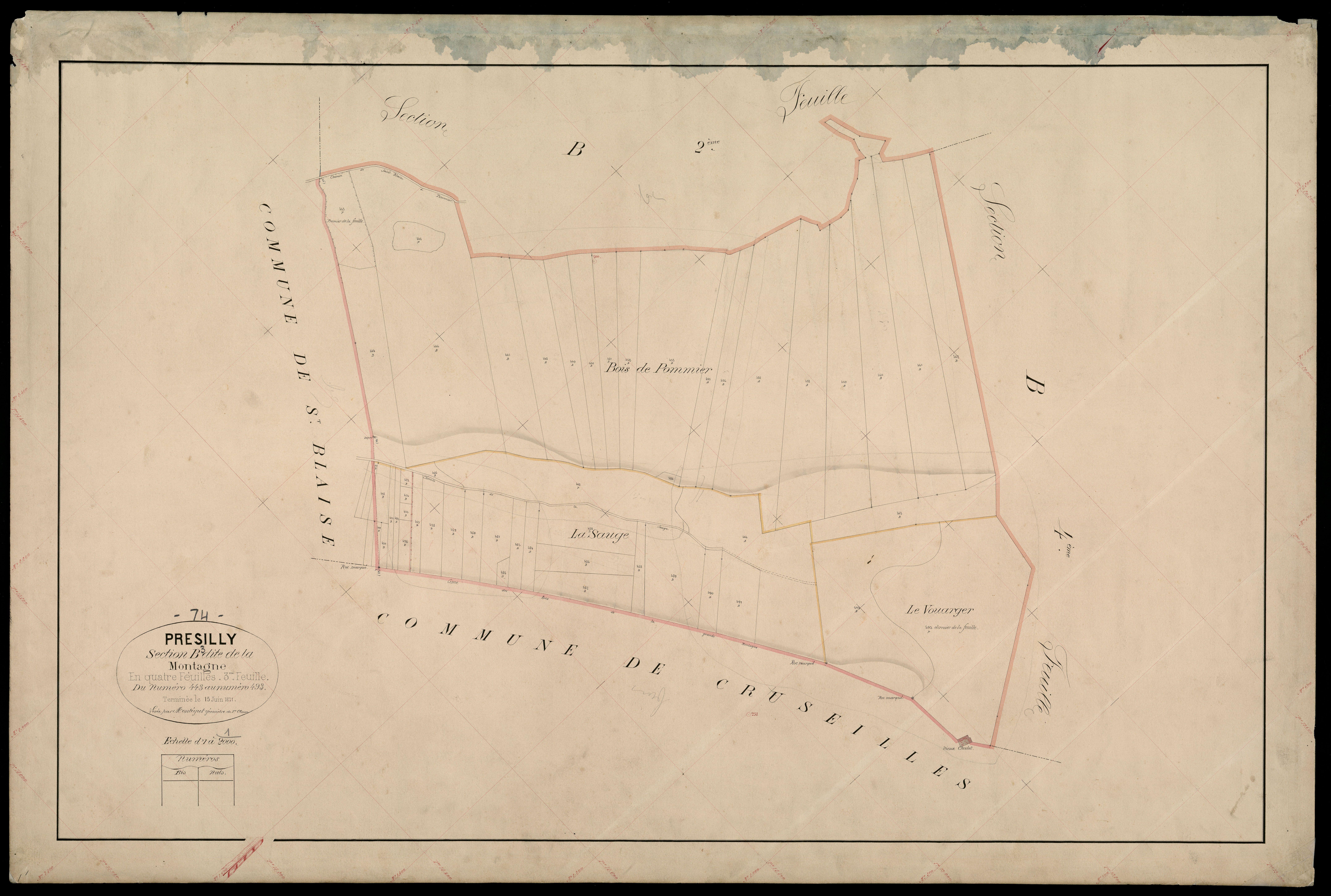 3 P 3 6990 - Feuille n° 4, parcelles n° 494 à 513 - 15 juin 1871