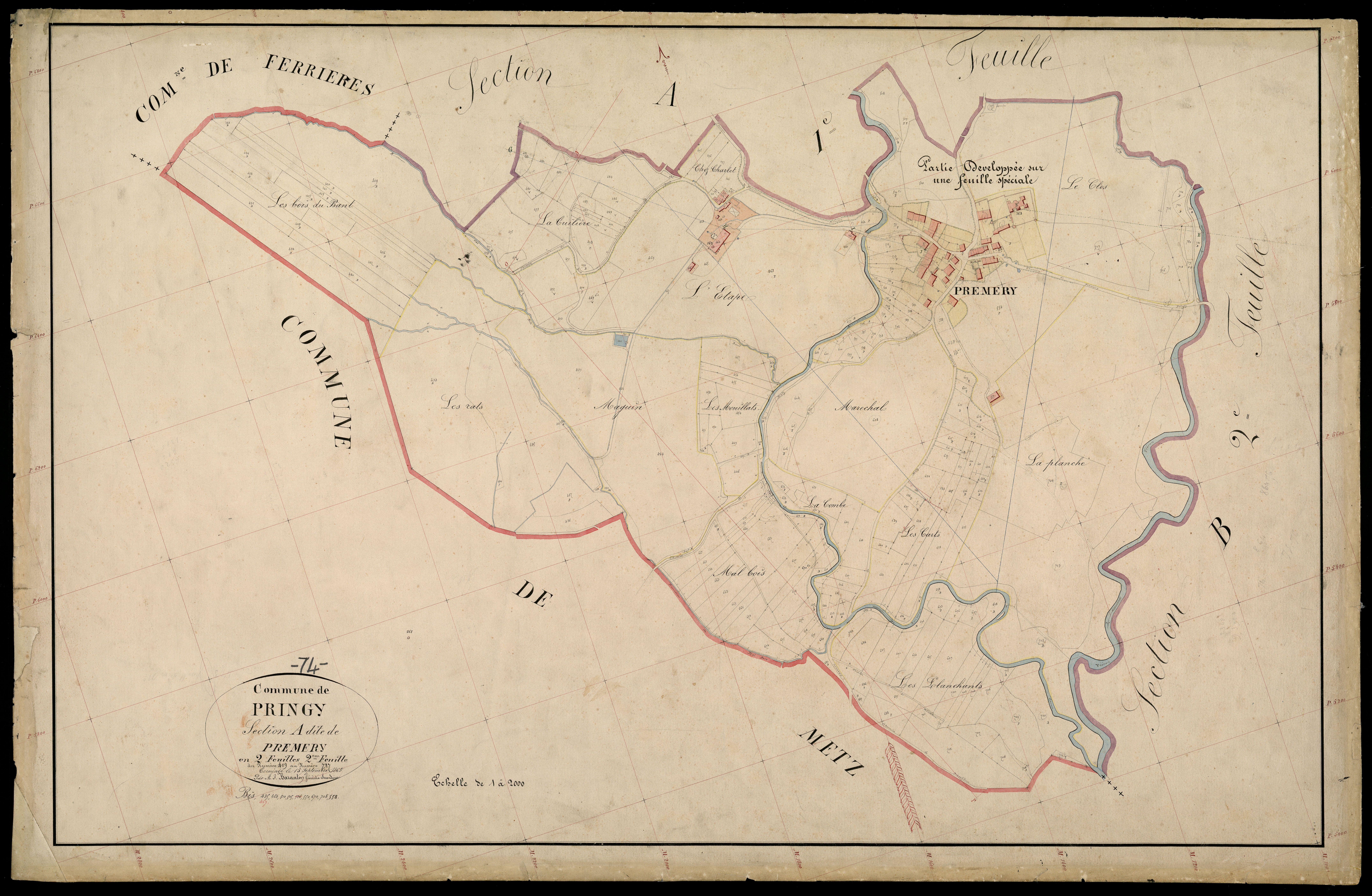 3 P 3 6994 - Feuille n° 2 bis, parcelles n° 53 à 71 et 511 à 583 -