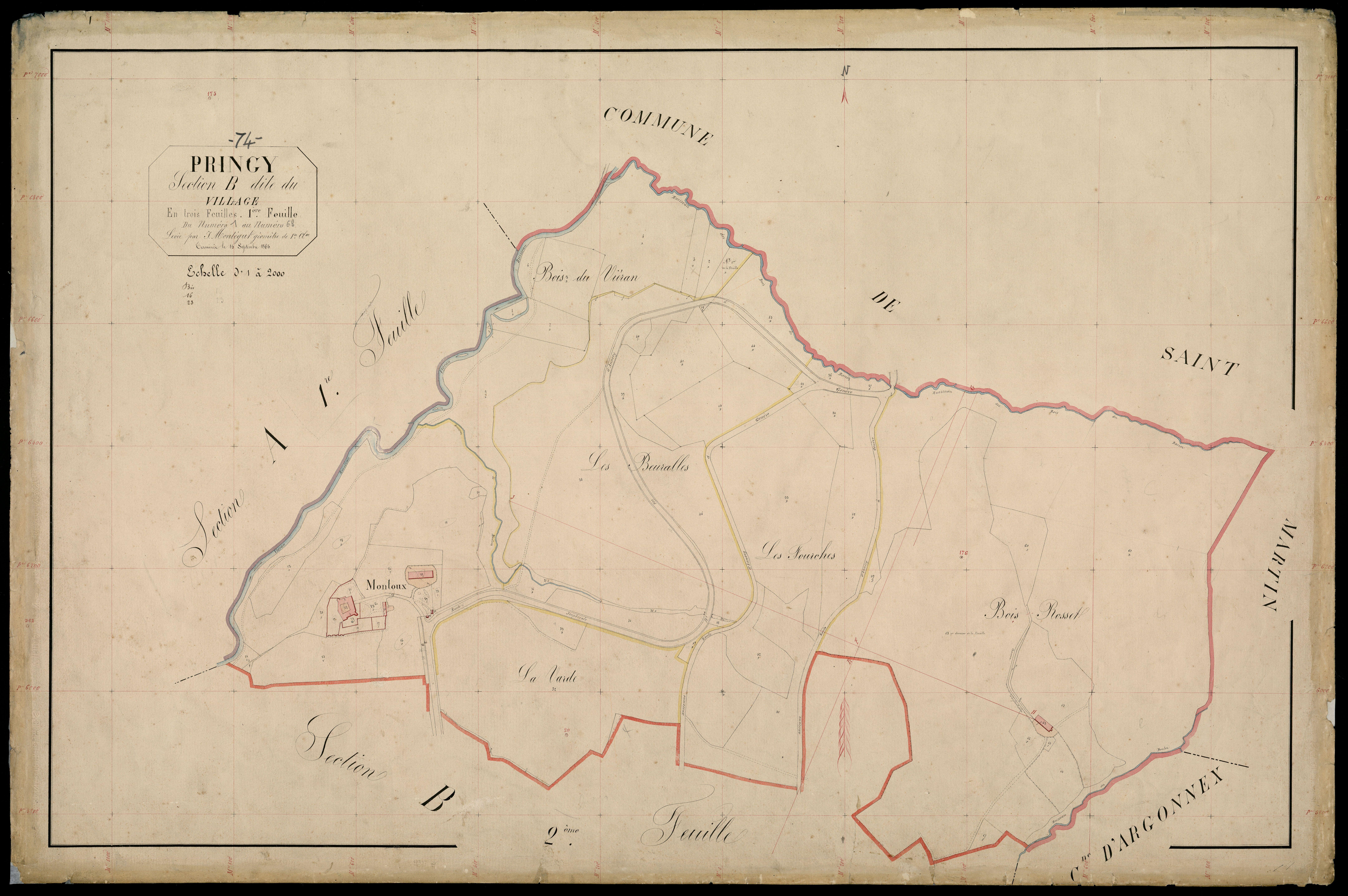 3 P 3 6996 - Feuille n° 2, parcelles n° 69 à 261 - 15 septembre 1865