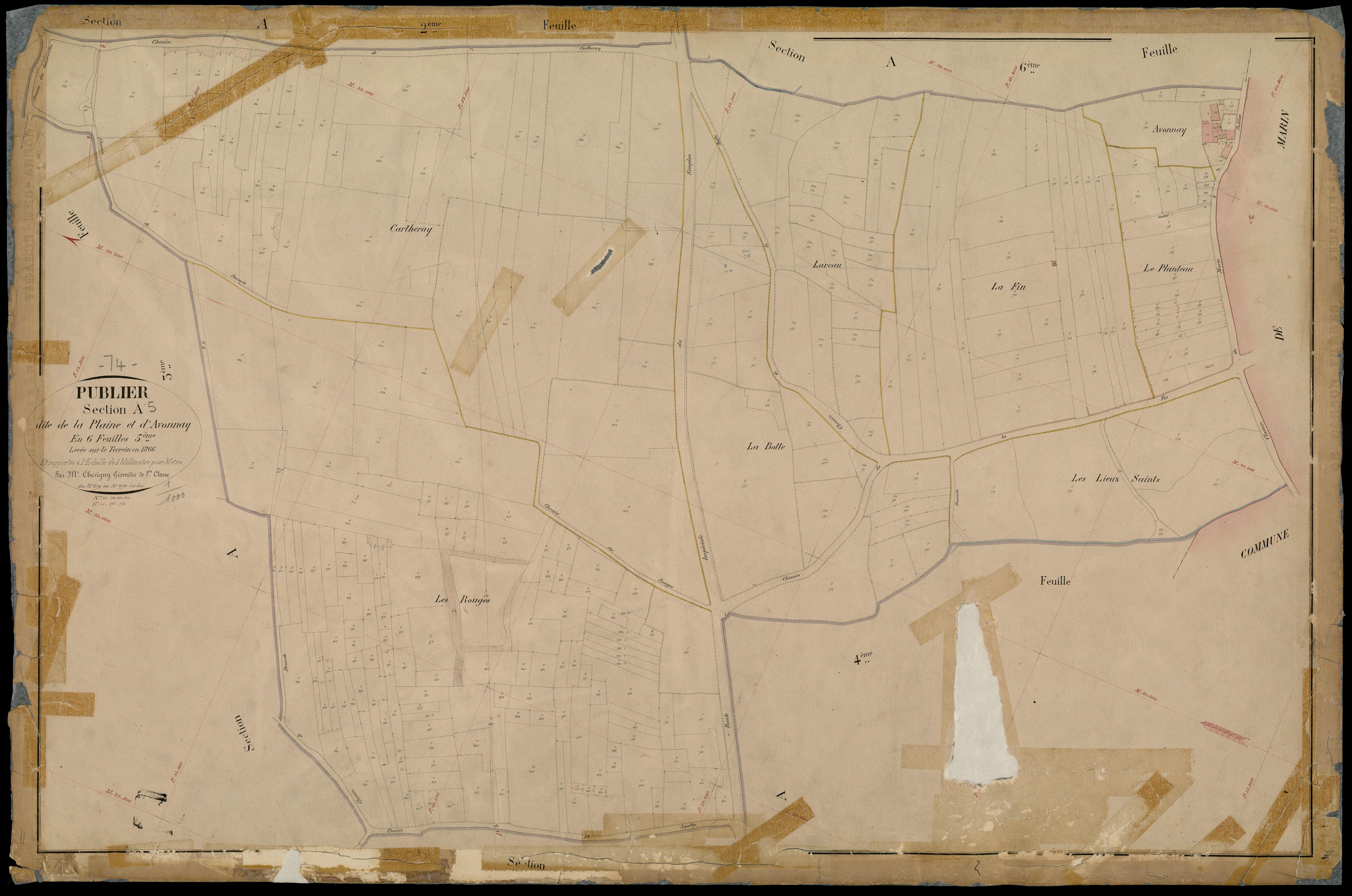 3 P 3 7004 - Feuille n° 6, parcelles n° 971 à 1270 - 8 février 1905