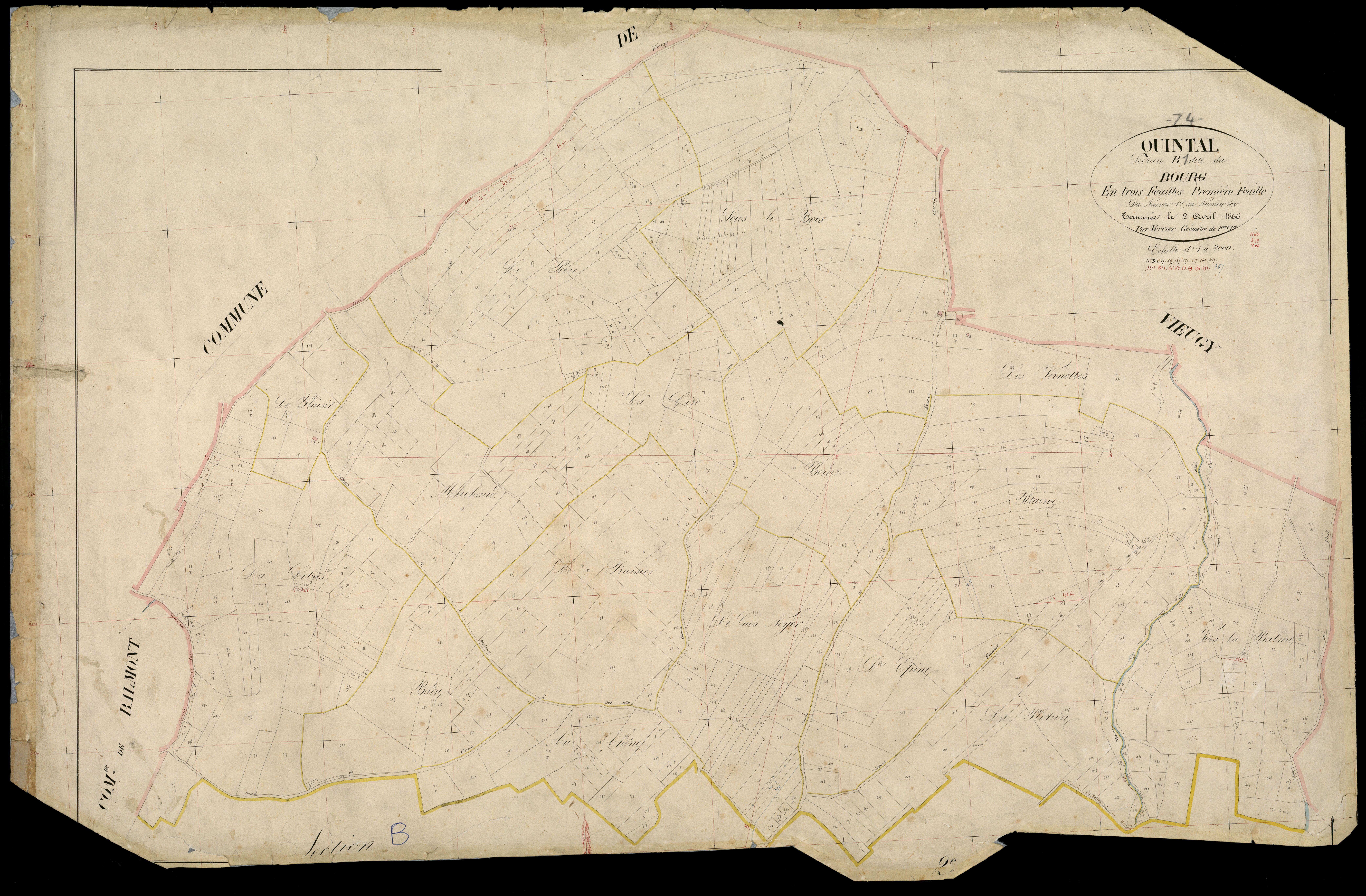 3 P 3 7017 - Feuille n° 2, parcelles n° 471 à 1169 - 2 avril 1866