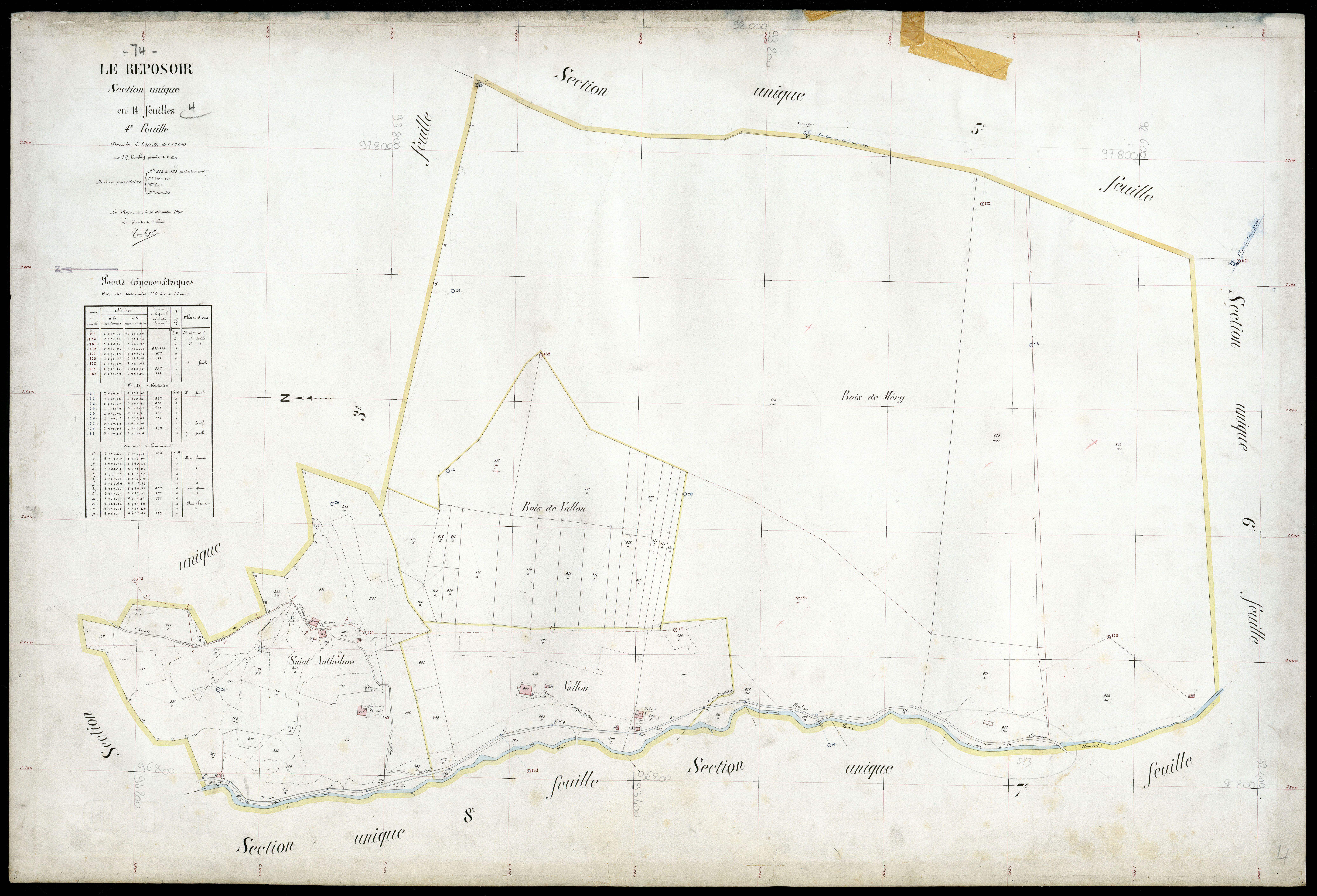 3 P 3 7096 - Feuille n° 5, parcelles n° 436 à 486 - 15 décembre 1909