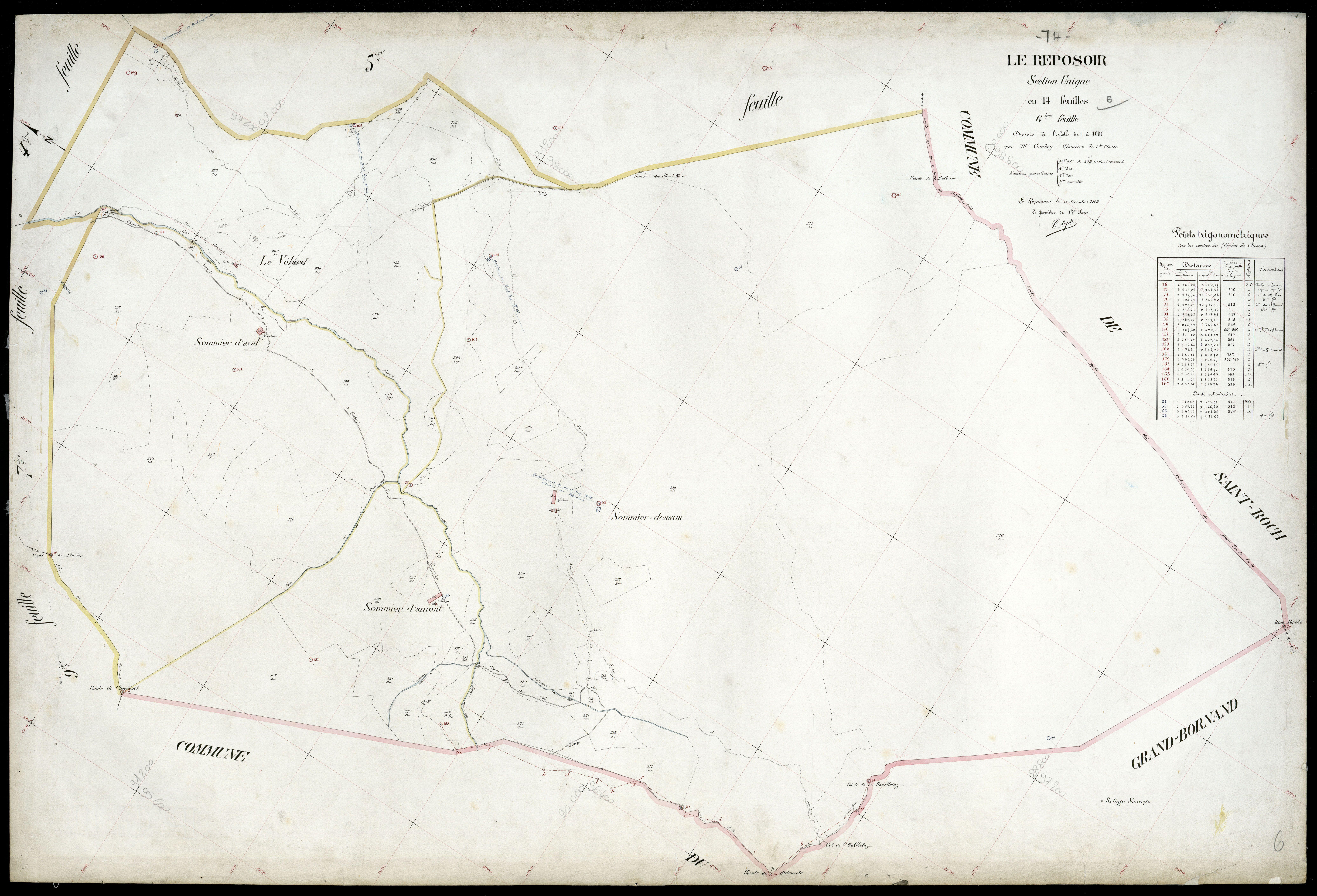 3 P 3 7098 - Feuille n° 7, parcelles n° 550 à 644 - 15 décembre 1909