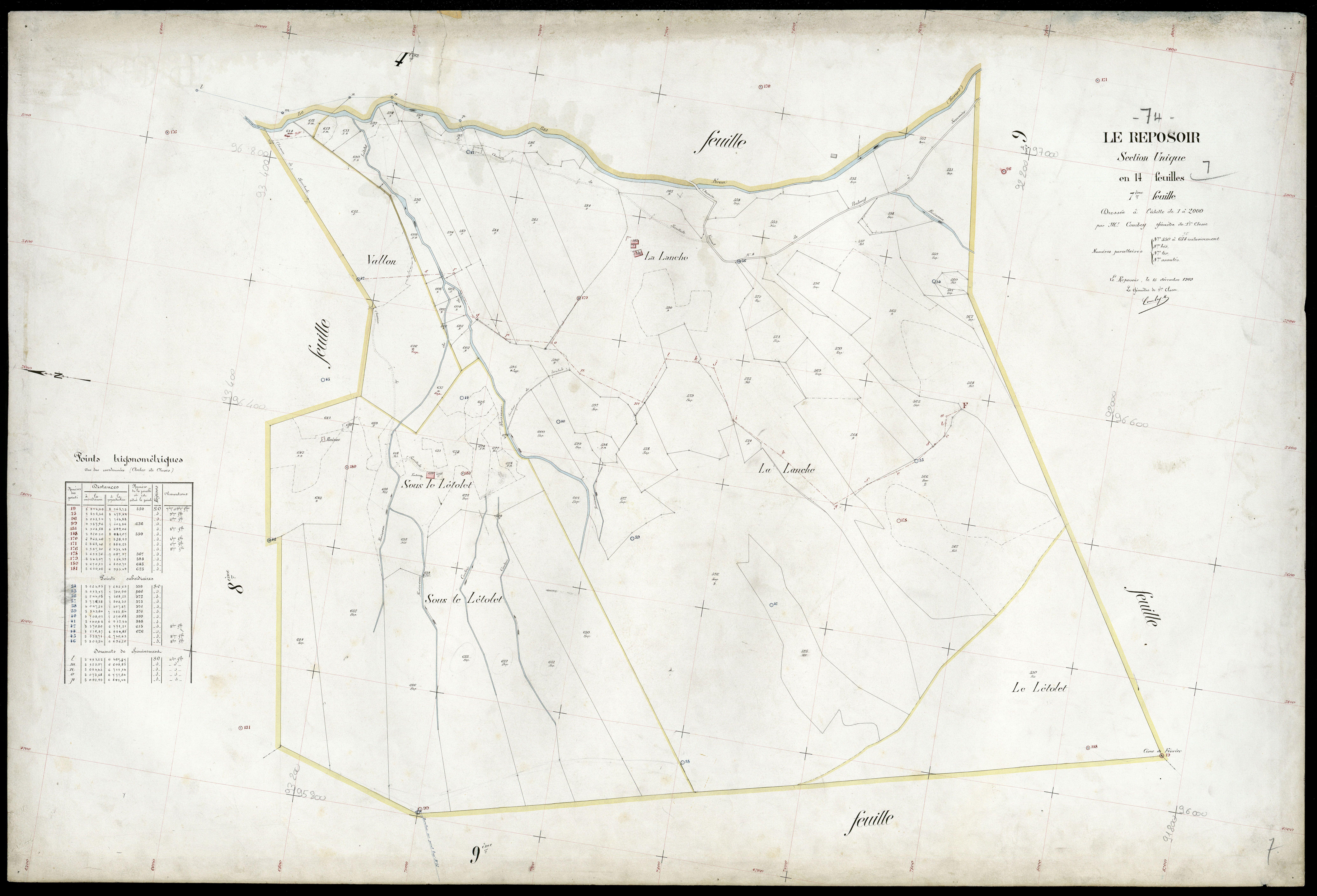 3 P 3 7099 - Feuille n° 8, parcelles n° 645 à 770 - 15 décembre 1909