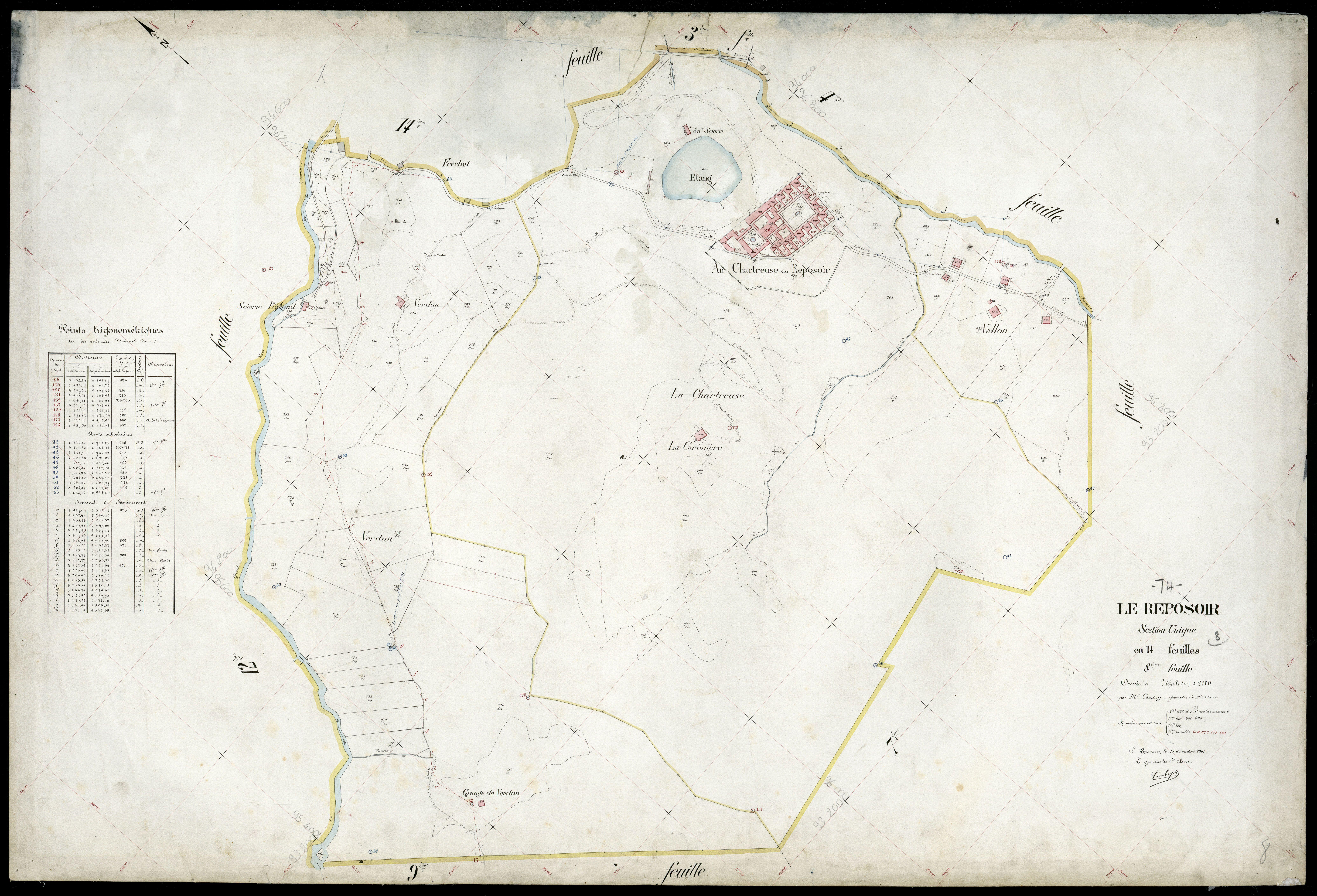 3 P 3 7100 - Feuille n° 9, parcelles n° 771 à 874 - 15 décembre 1909