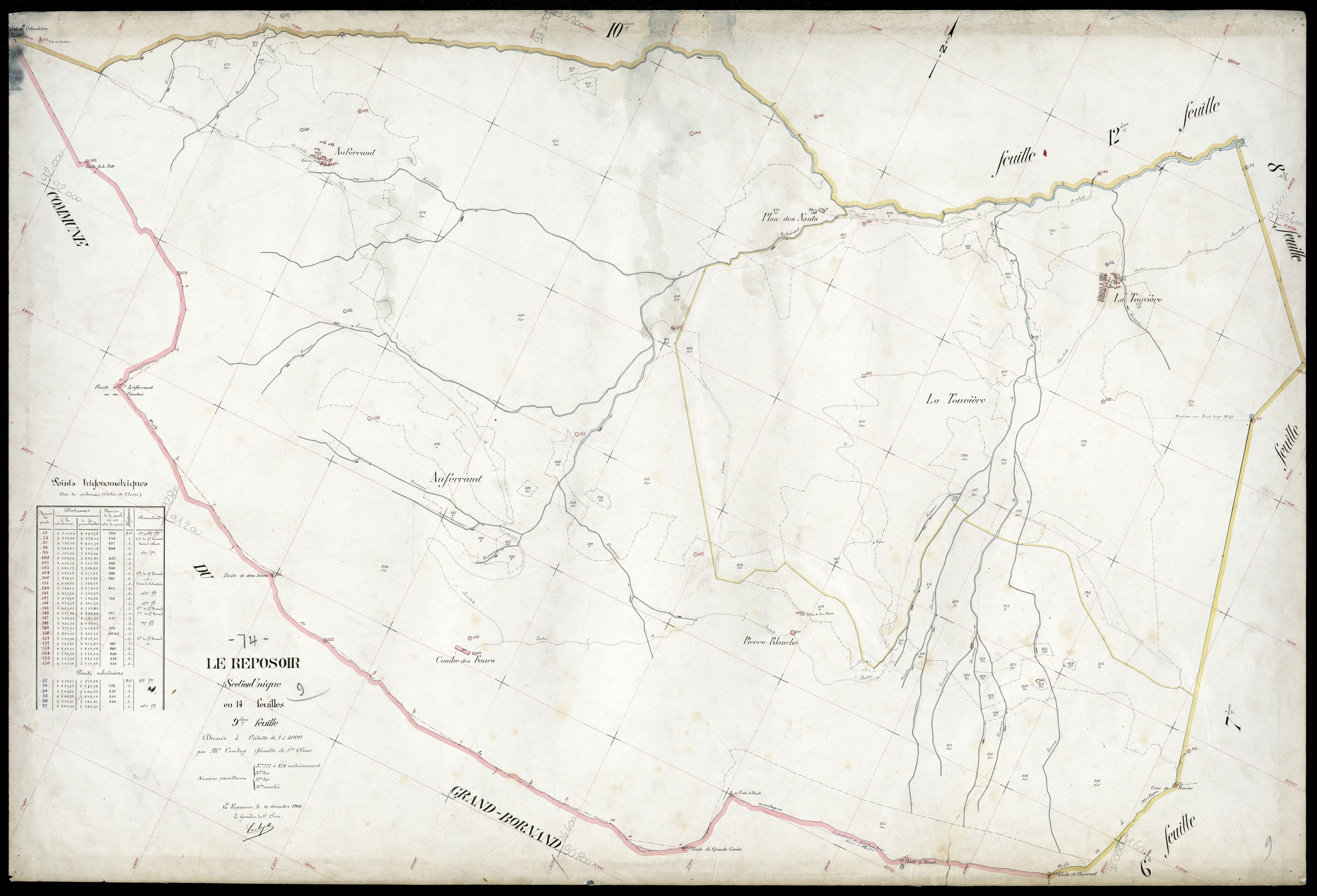 3 P 3 7101 - Feuille n° 10, parcelles n° 875 à 1001 - 15 décembre 1909