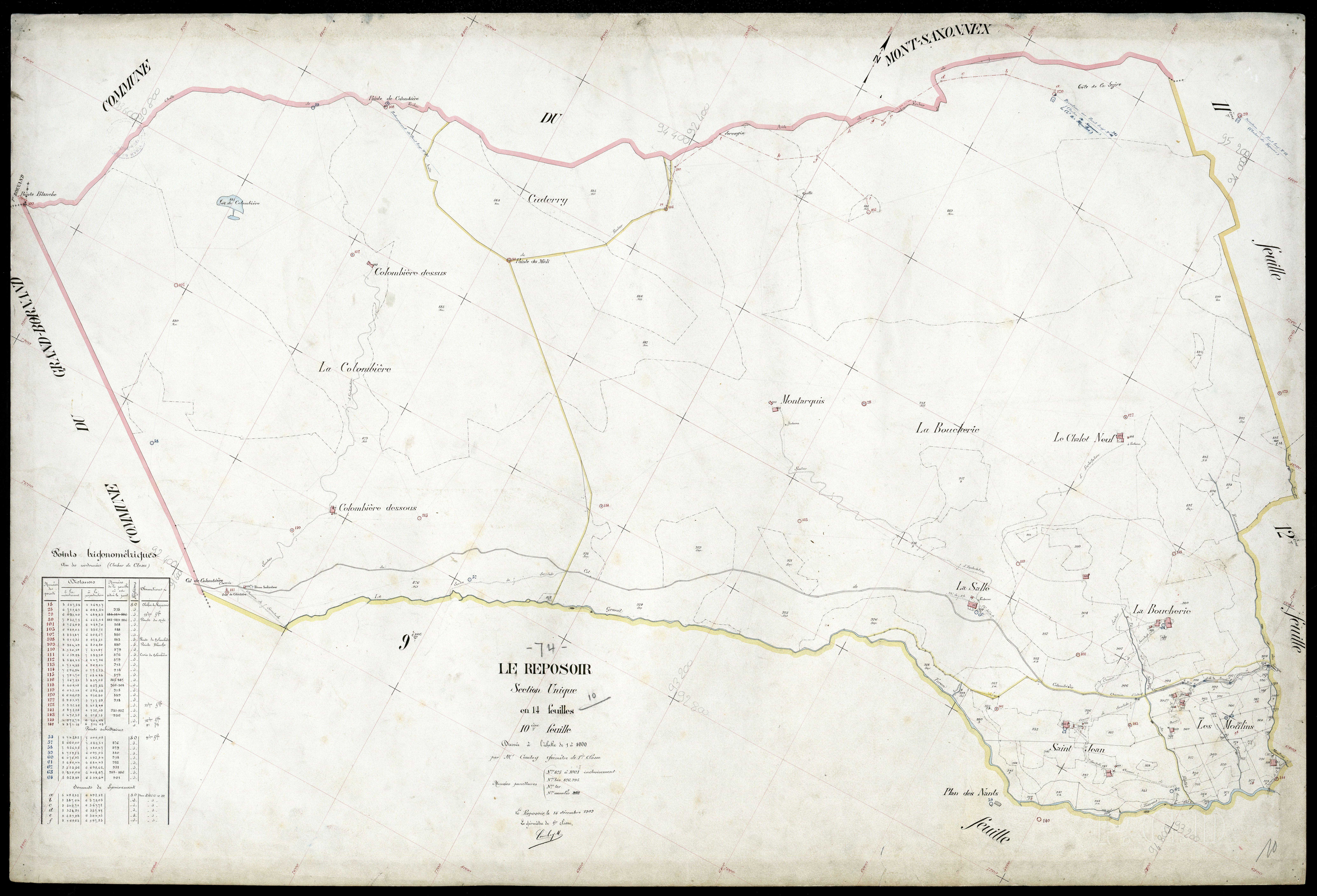 3 P 3 7102 - Feuille n° 11, parcelles n° 1002 à 1014 - 15 décembre 1909