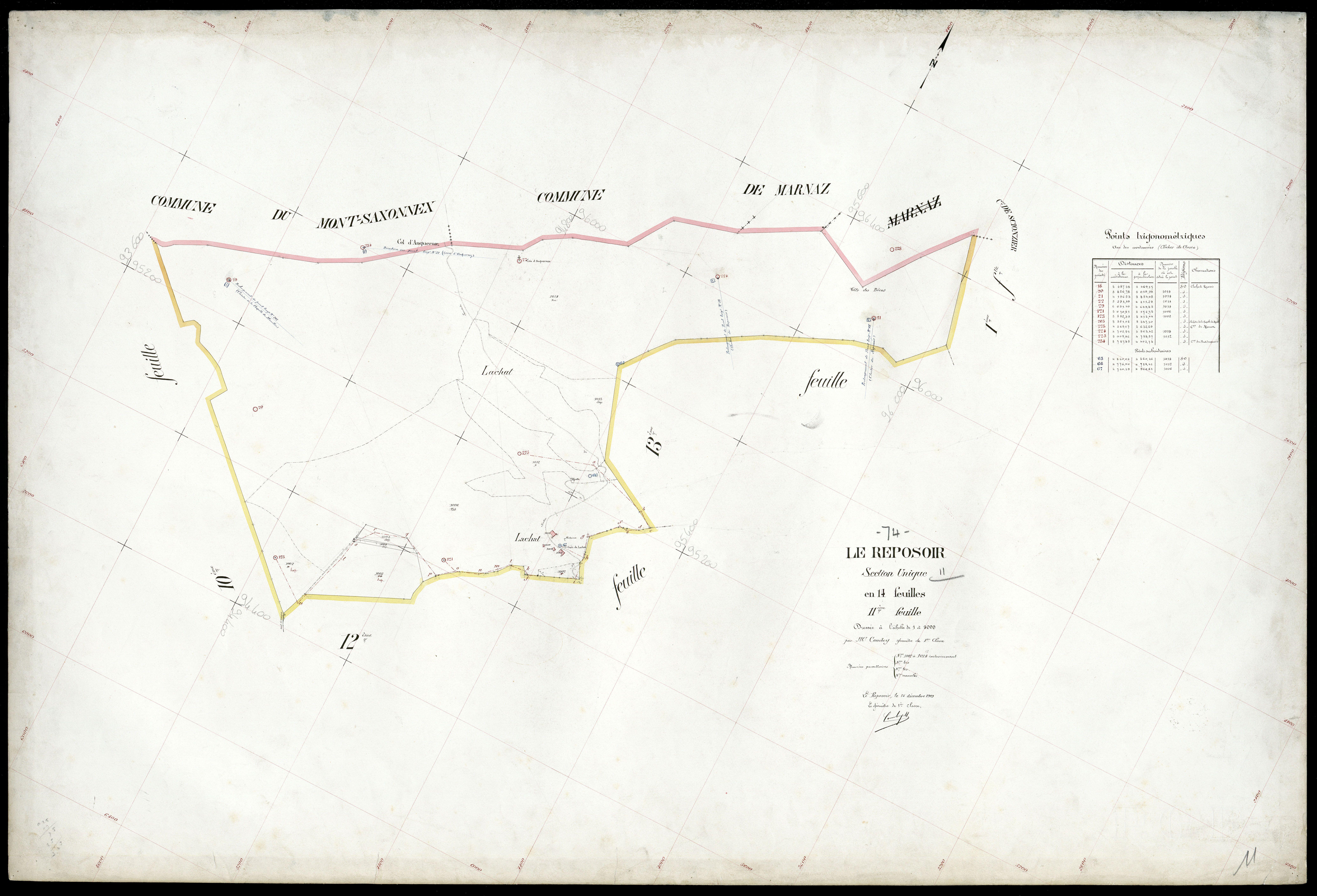 3 P 3 7103 - Feuille n° 12, parcelles n° 1015 à 1269 - 15 décembre 1909
