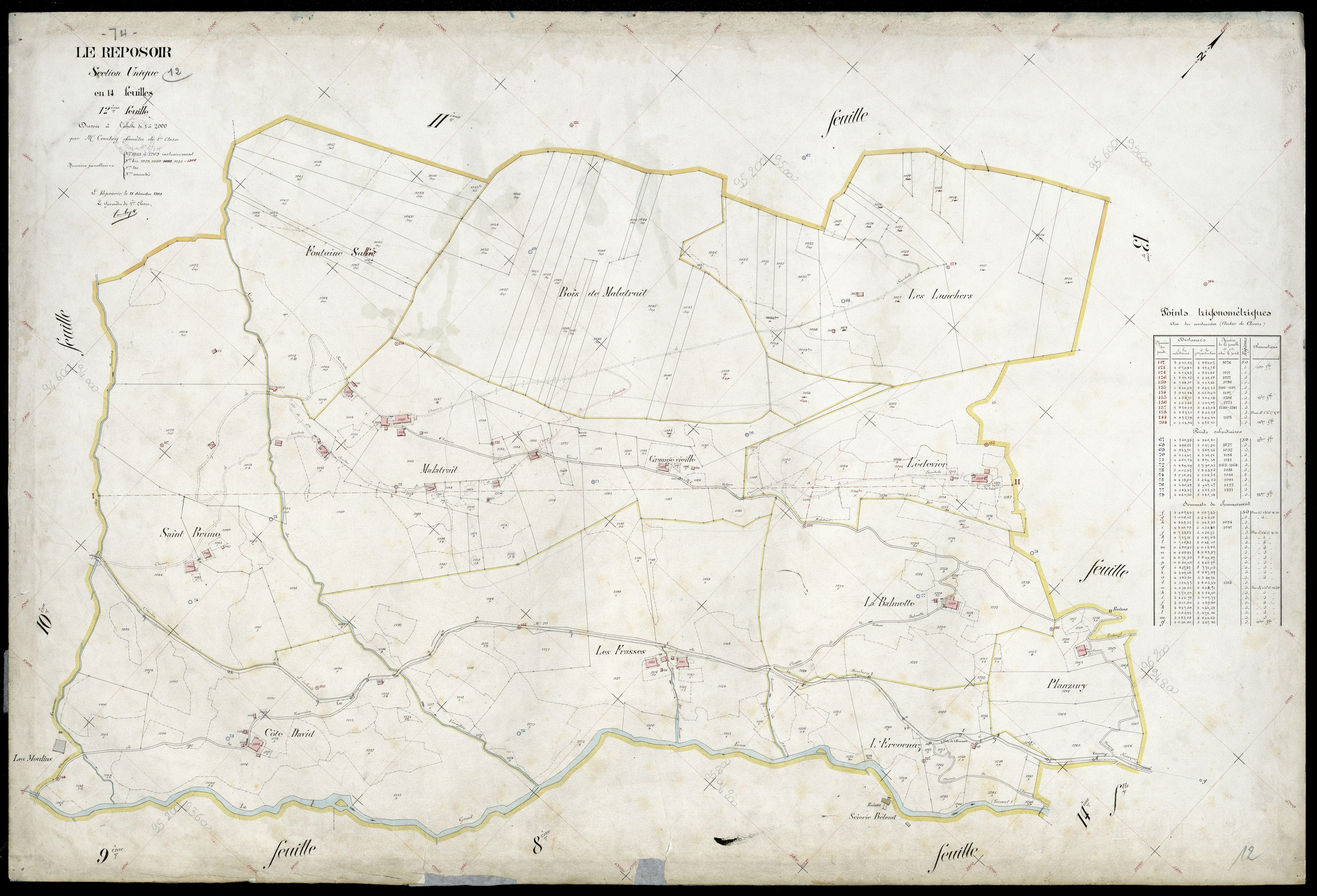 3 P 3 7104 - Feuille n° 13, parcelles n° 1270 à 1371 - 15 décembre 1909