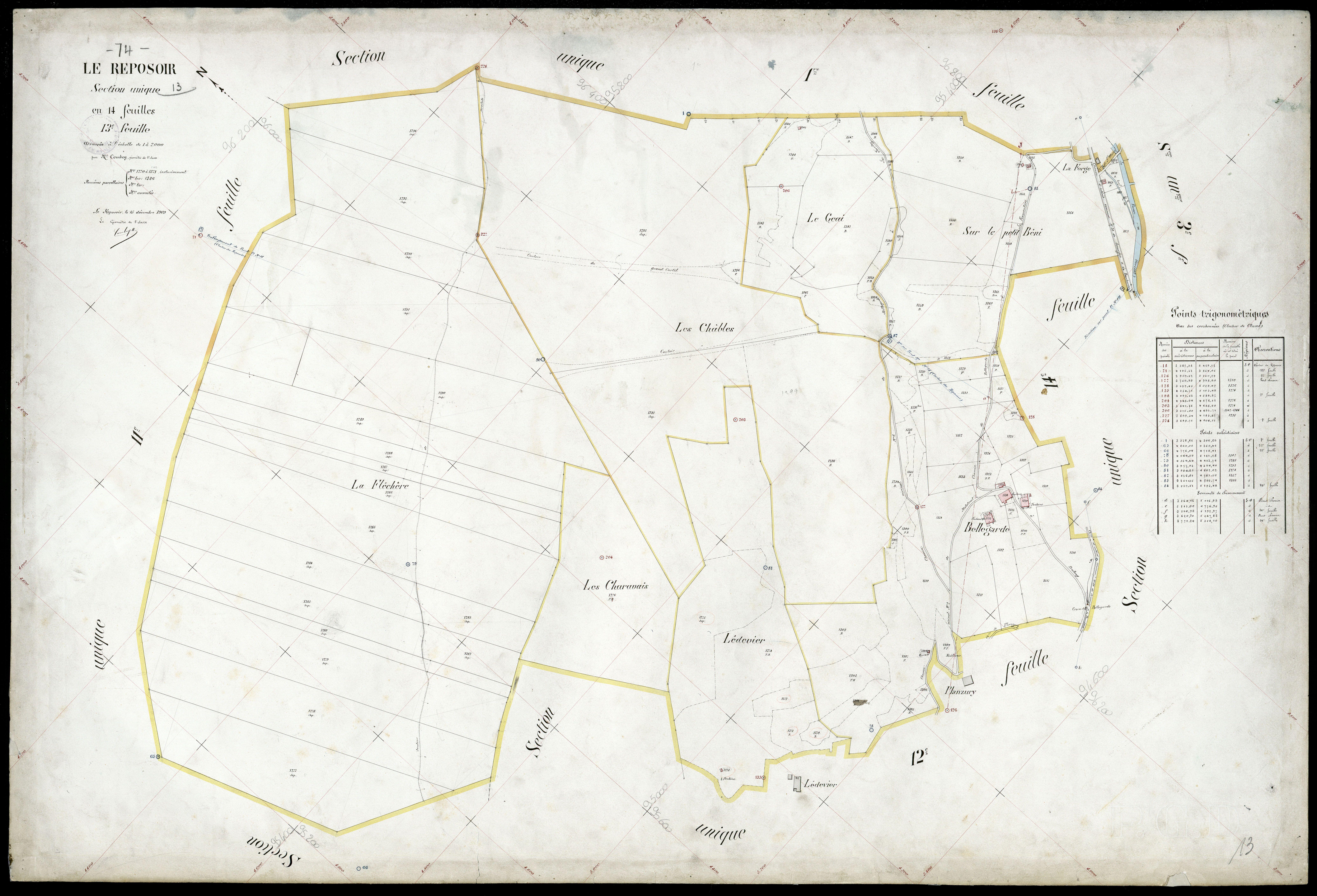 3 P 3 7105 - Feuille n° 14, parcelles n° 1372 à 1513 - 15 décembre 1909