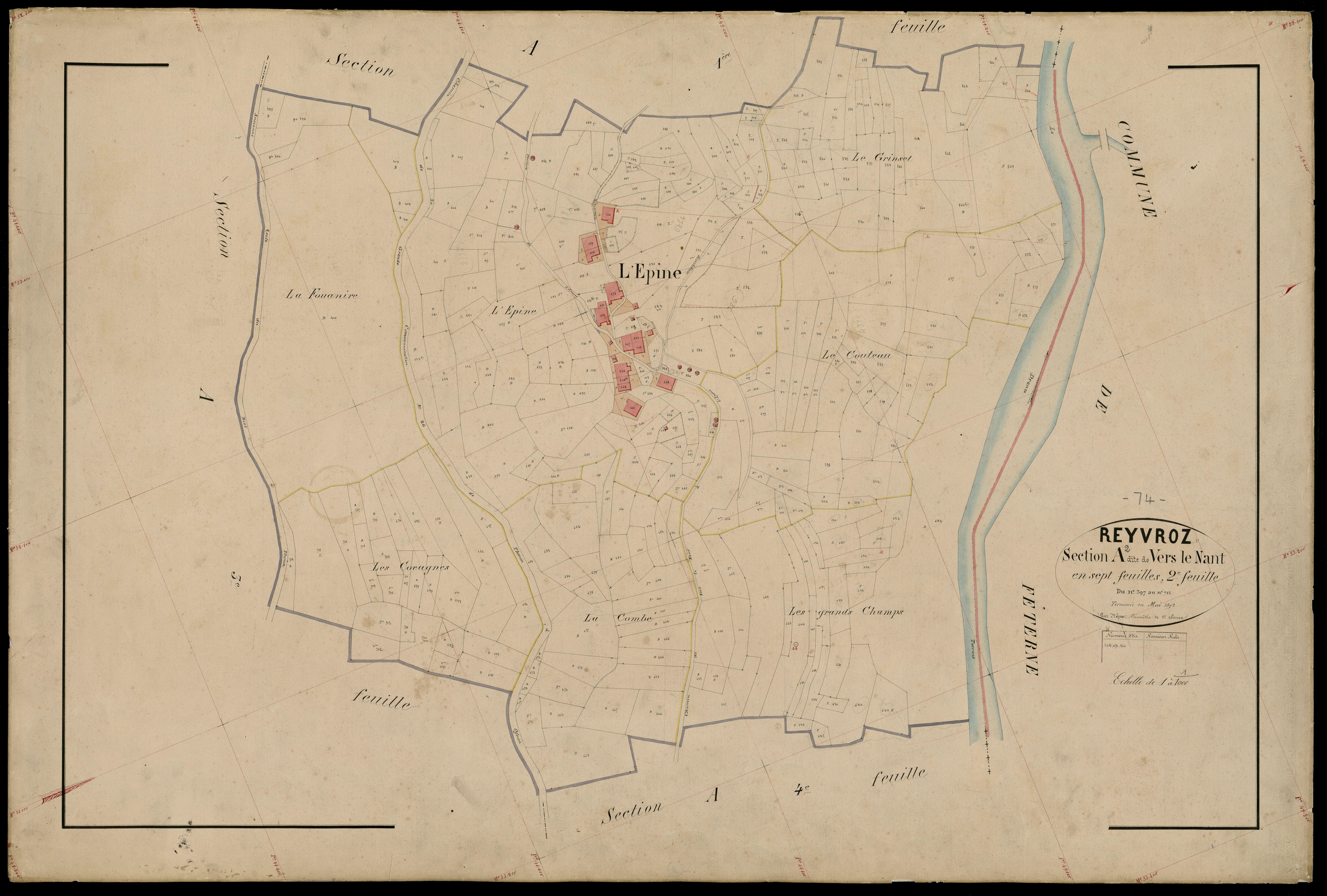 3 P 3 7109 - Feuille n° 3, parcelles n° 713 à 764 - mai 1872