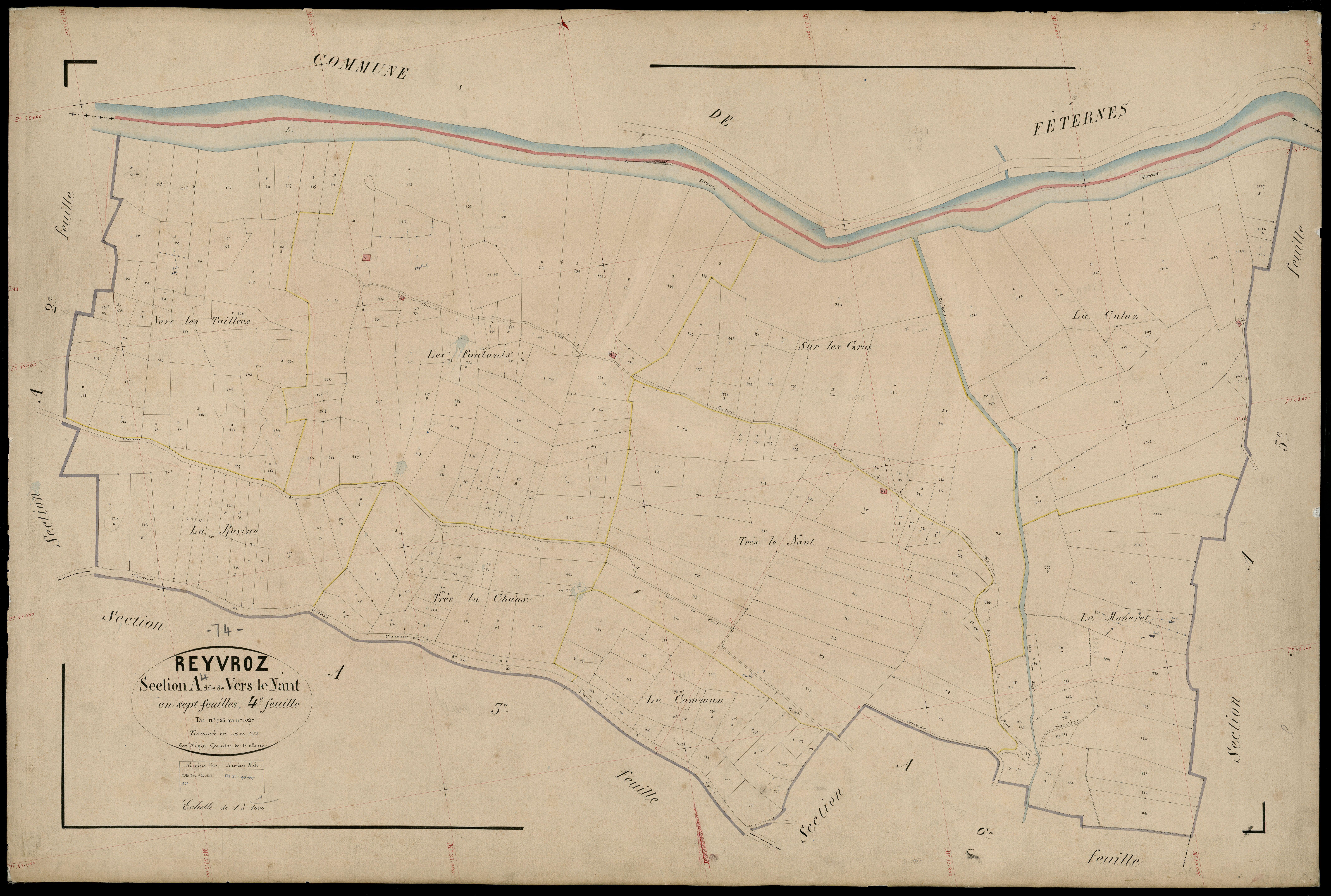 3 P 3 7111 - Feuille n° 5, parcelles n° 1028 à 1215 - avril 1873
