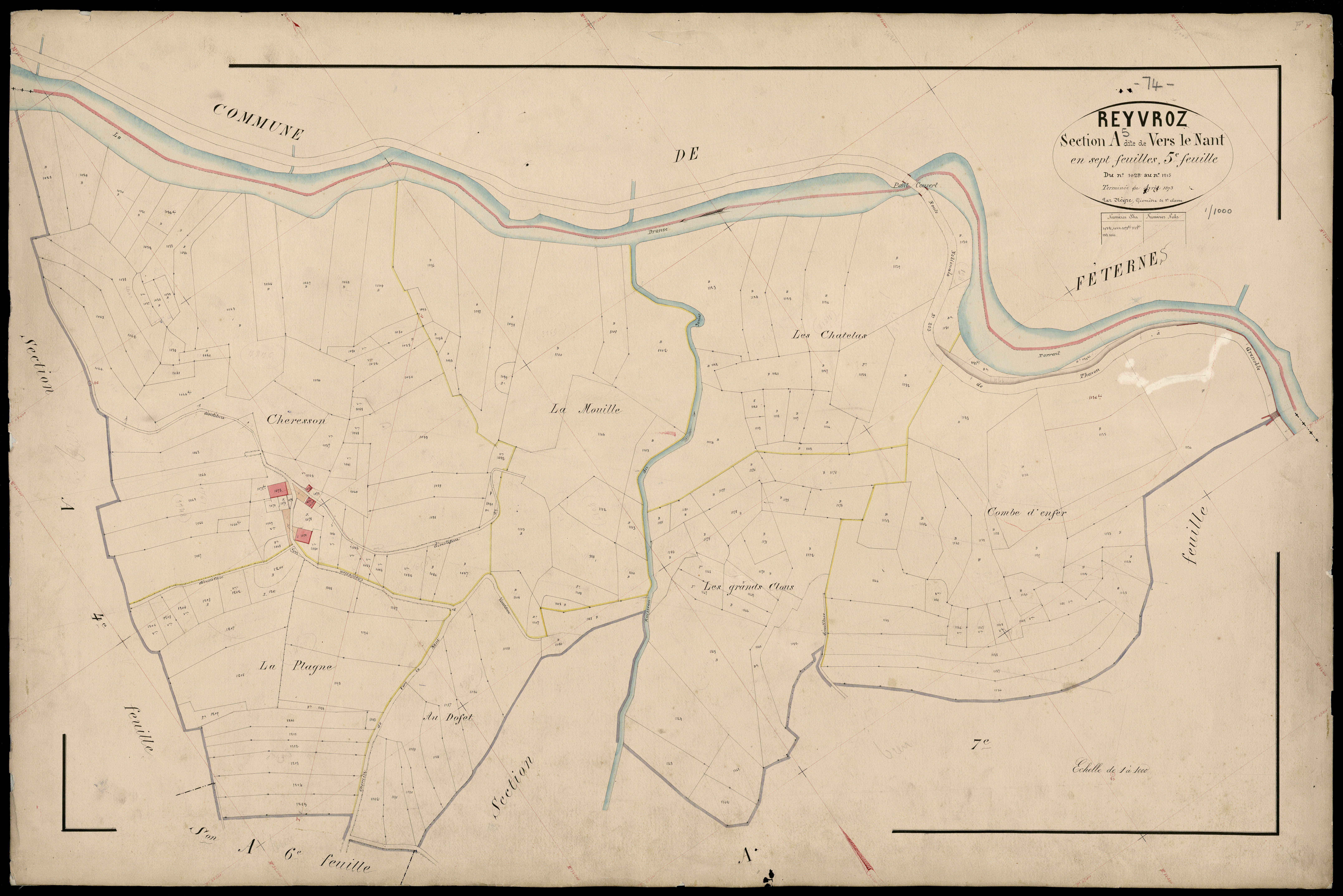 3 P 3 7112 - Feuille n° 6, parcelles n° 1216 à 1486 - juin 1873