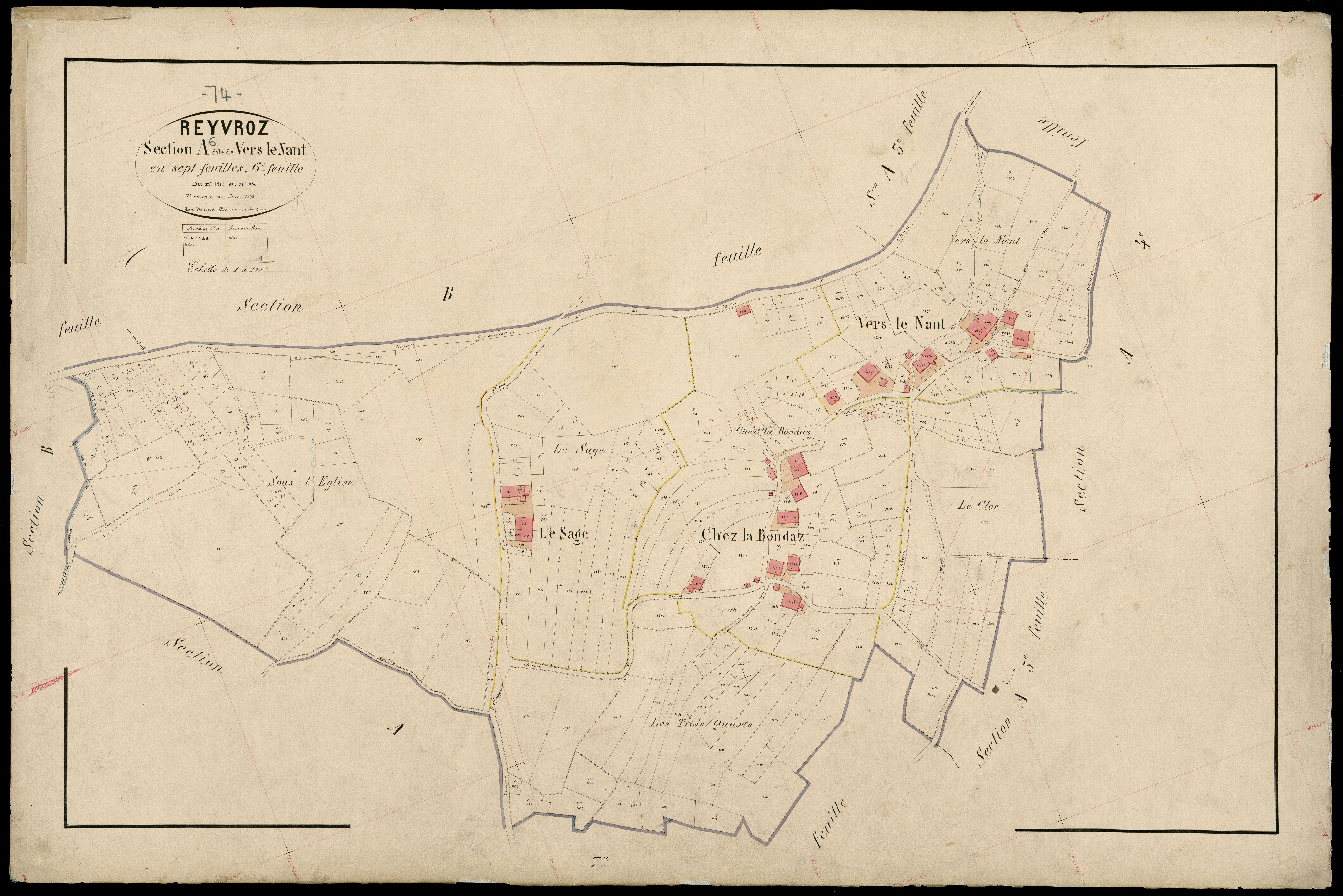 3 P 3 7113 - Feuille n° 7, parcelles n° 1487 à 1965 - mai 1873