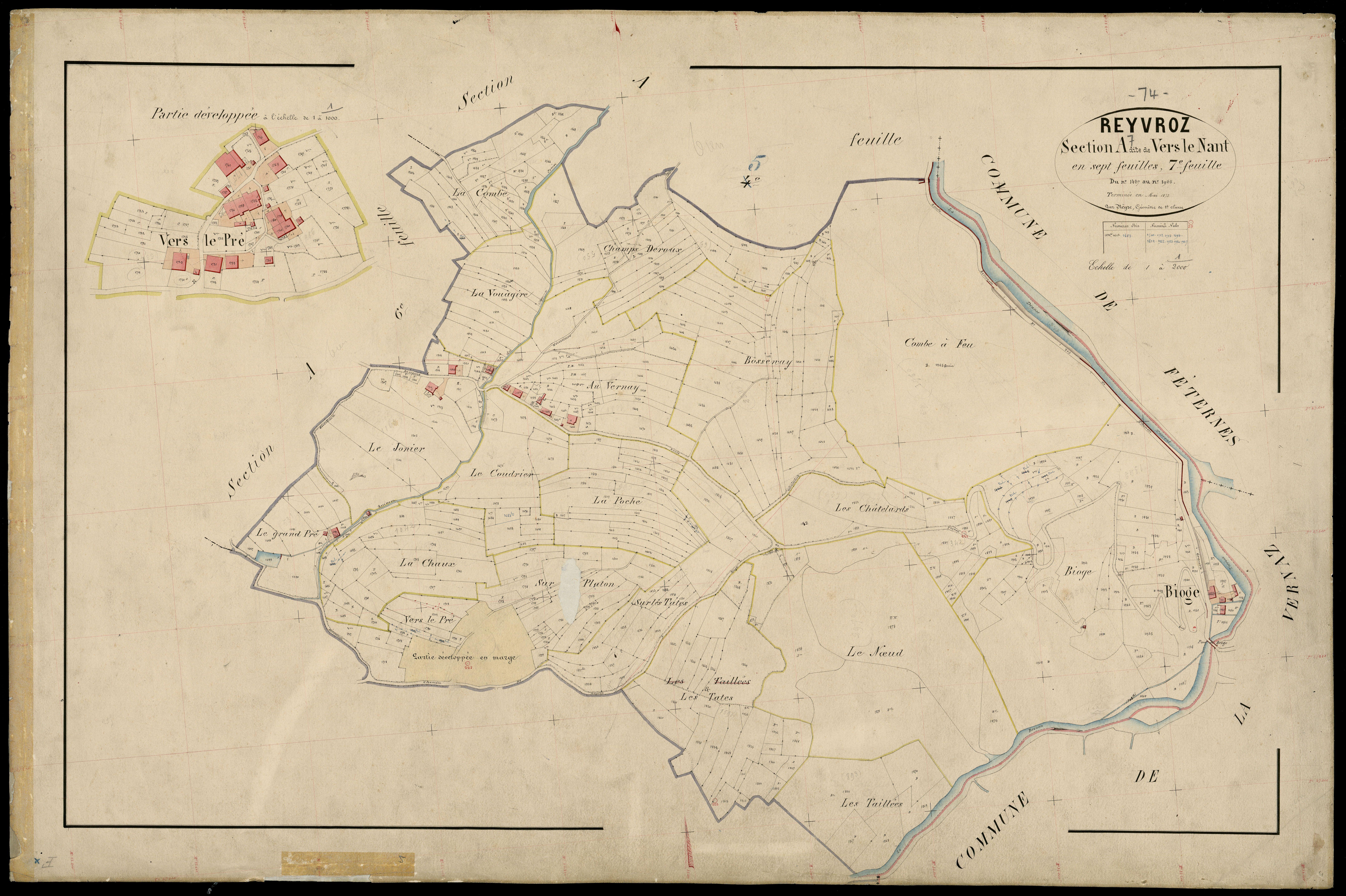 Section B : Chef-lieu - 1872-1874