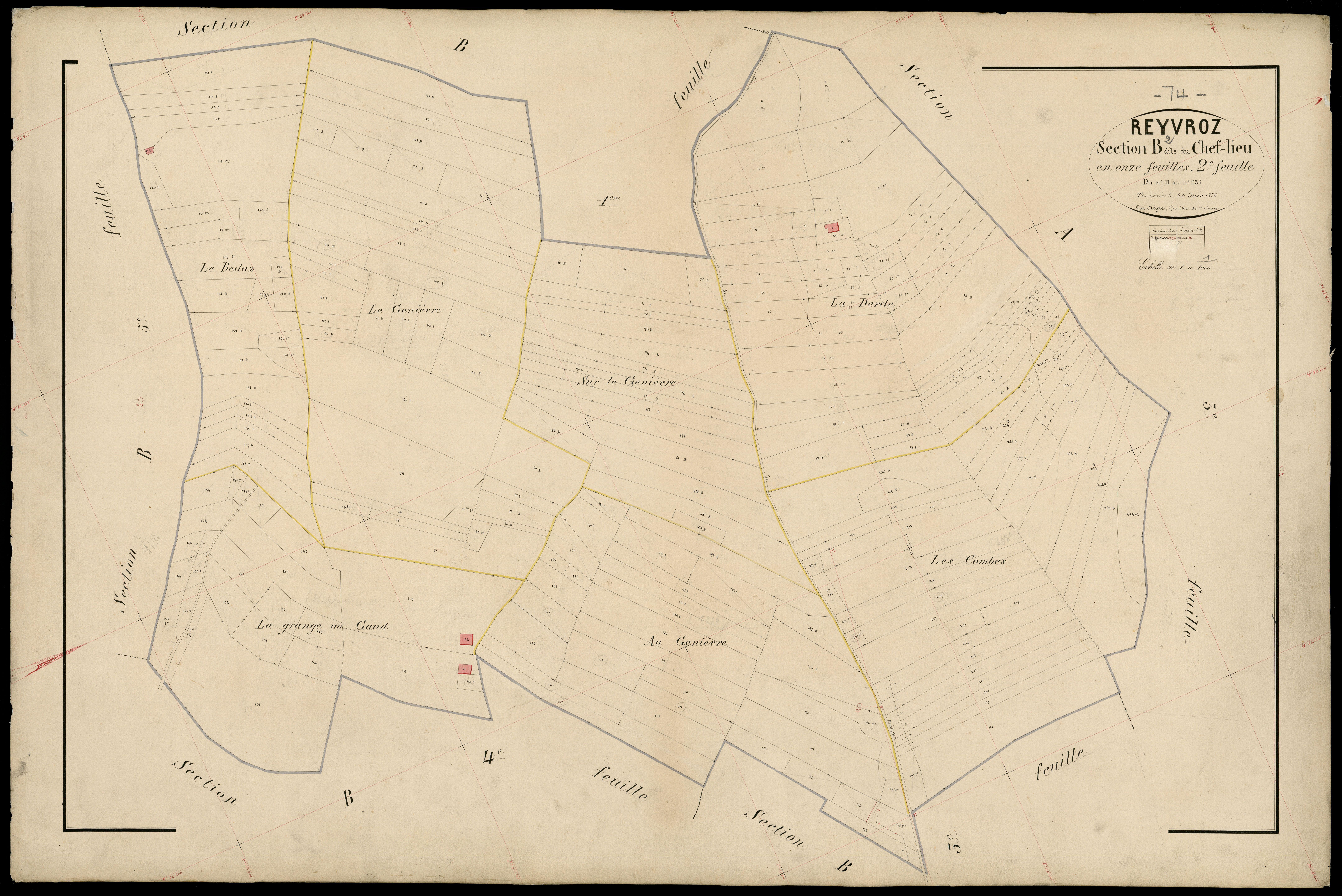 3 P 3 7116 - Feuille n° 3, parcelles n° 237 à 440 - août 1873