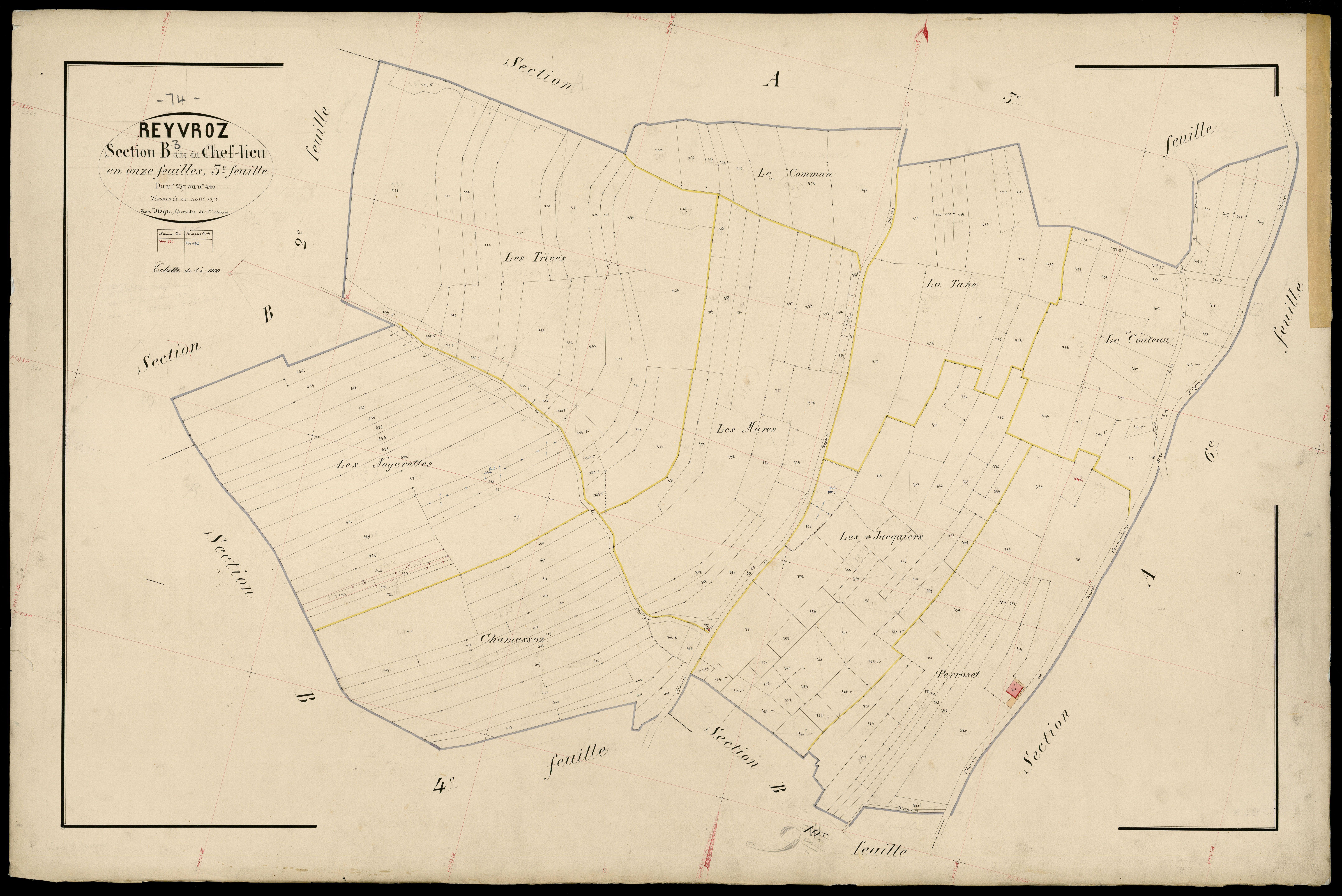 3 P 3 7117 - Feuille n° 4, parcelles n° 441 à 934 - août 1873