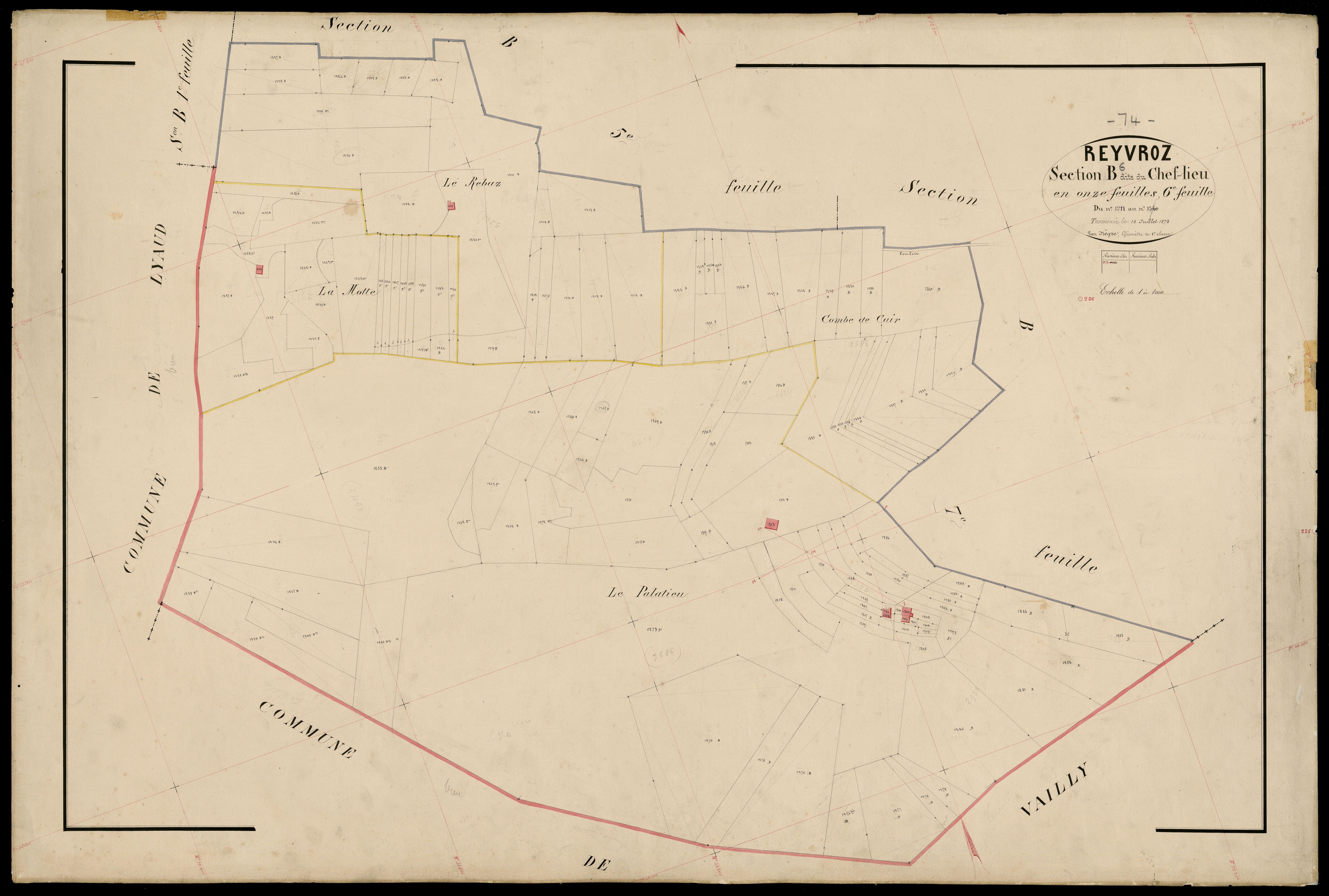 3 P 3 7120 - Feuille n° 7, parcelles n° 1341 à 1492 - juillet 1873