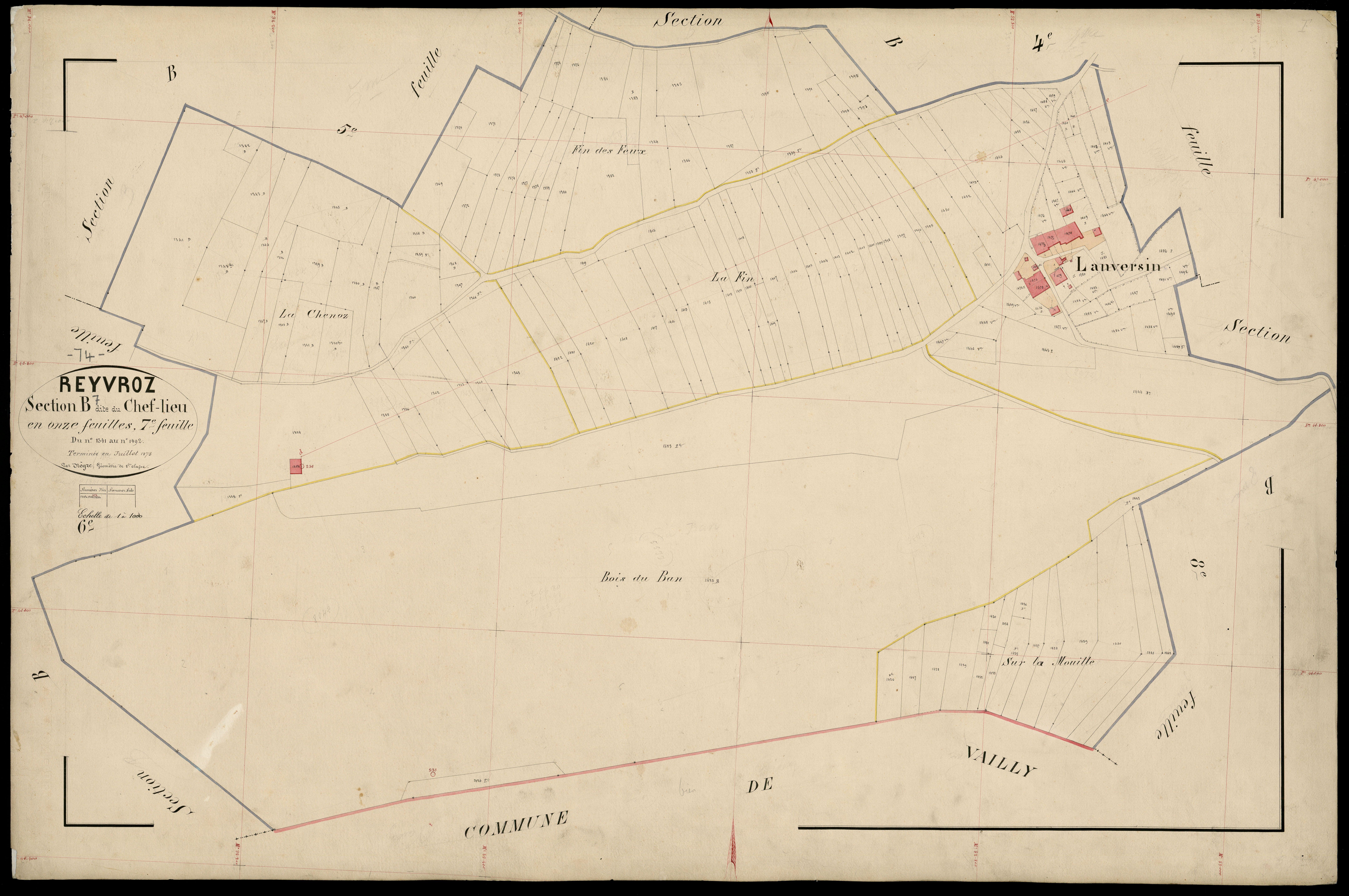 3 P 3 7121 - Feuille n° 8, parcelles n° 1493 à 1724 - février 1874