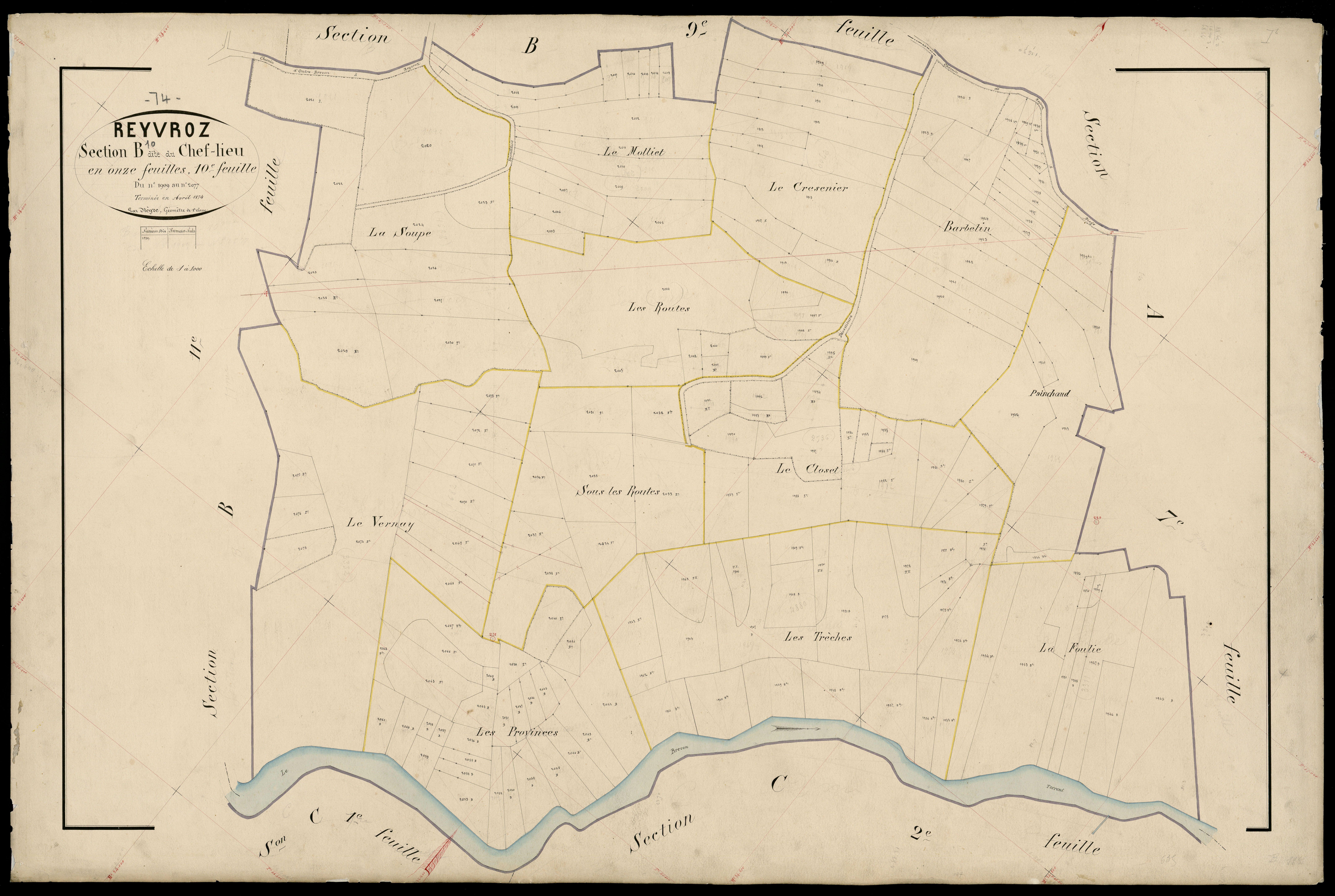 3 P 3 7124 - Feuille n° 11, parcelles n° 2078 à 2429 - mai 1874
