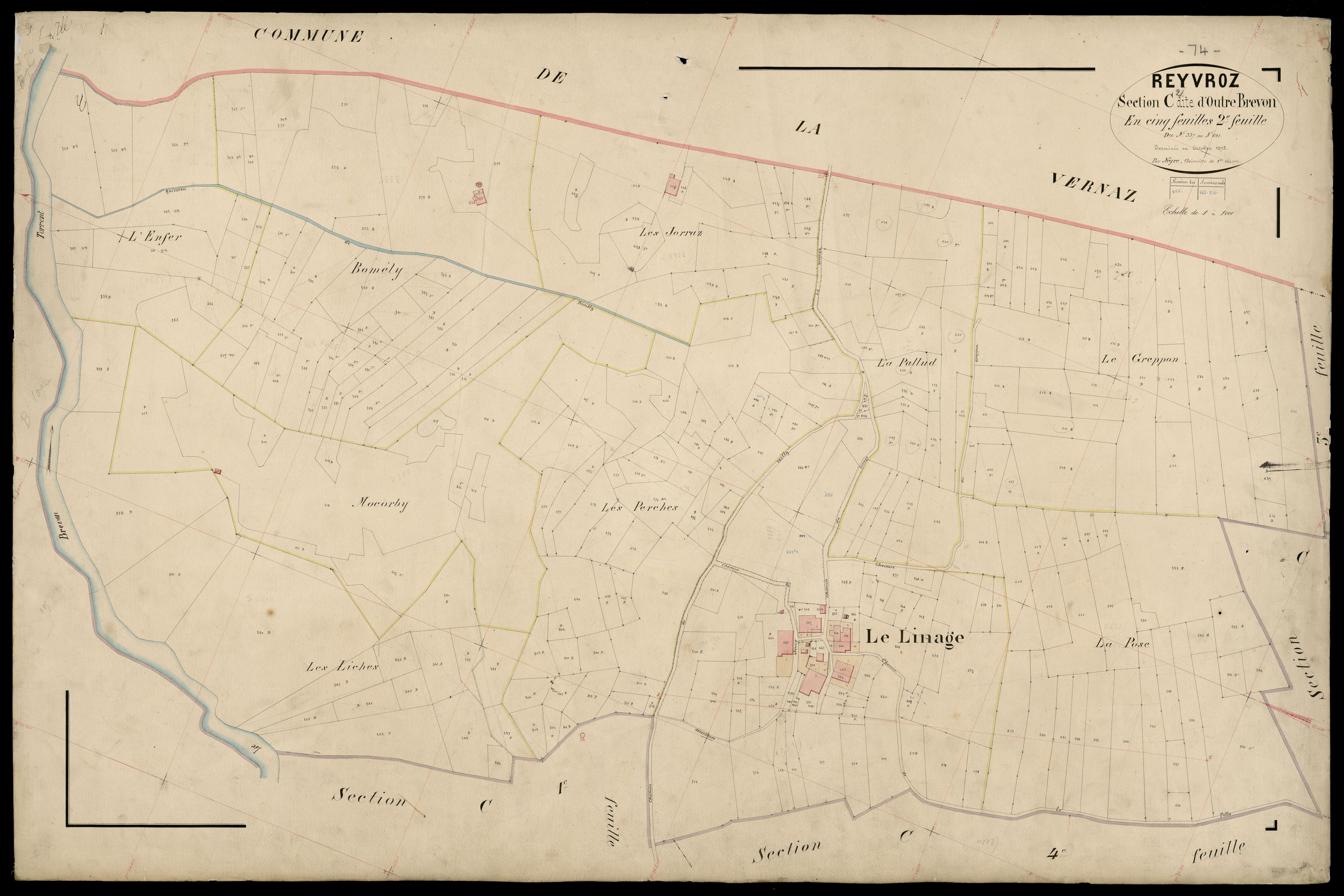 3 P 3 7127 - Feuille n° 3, parcelles n° 642 à 763 - septembre 1873