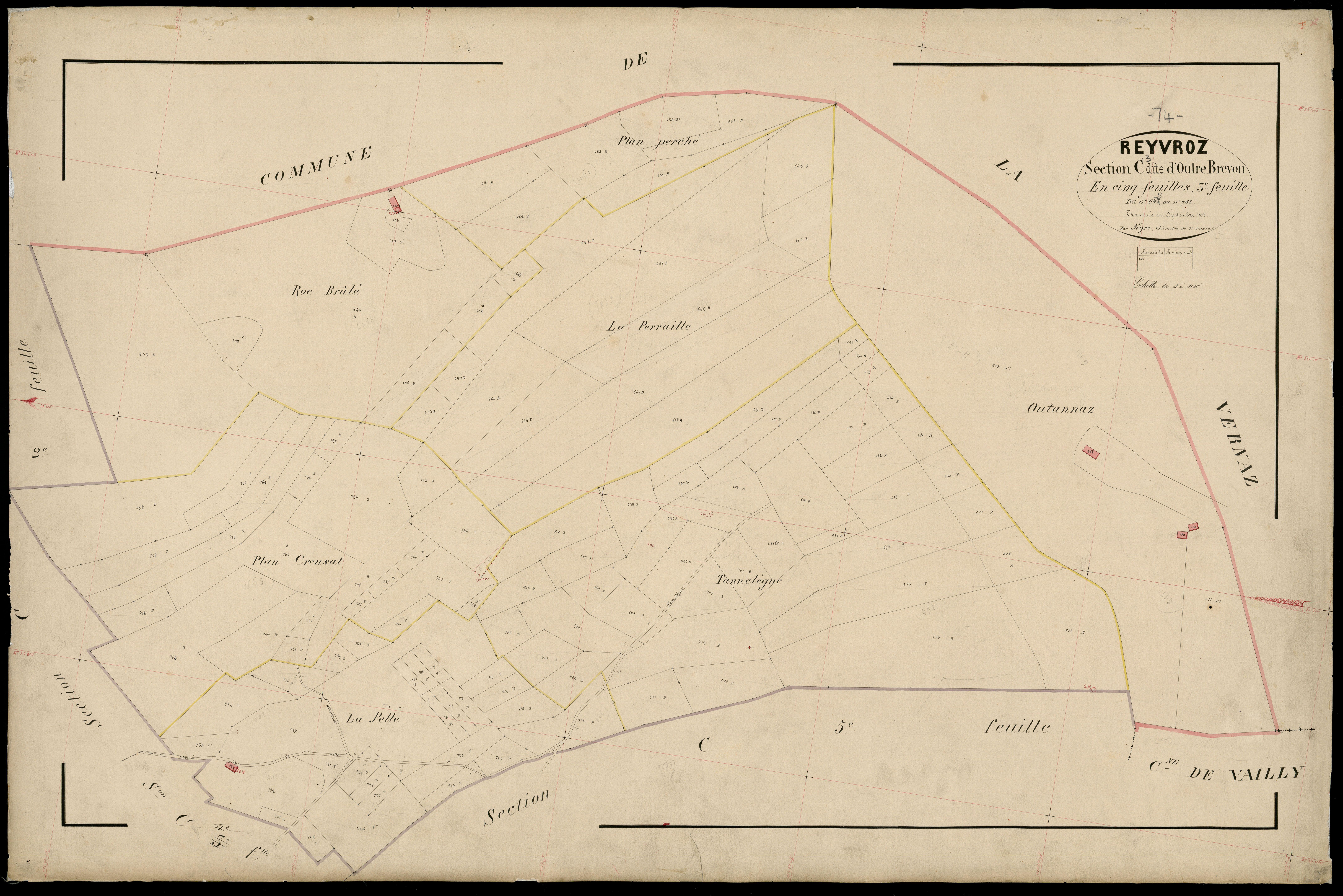3 P 3 7128 - Feuille n° 4, parcelles n° 764 à 937 - 25 octobre 1873