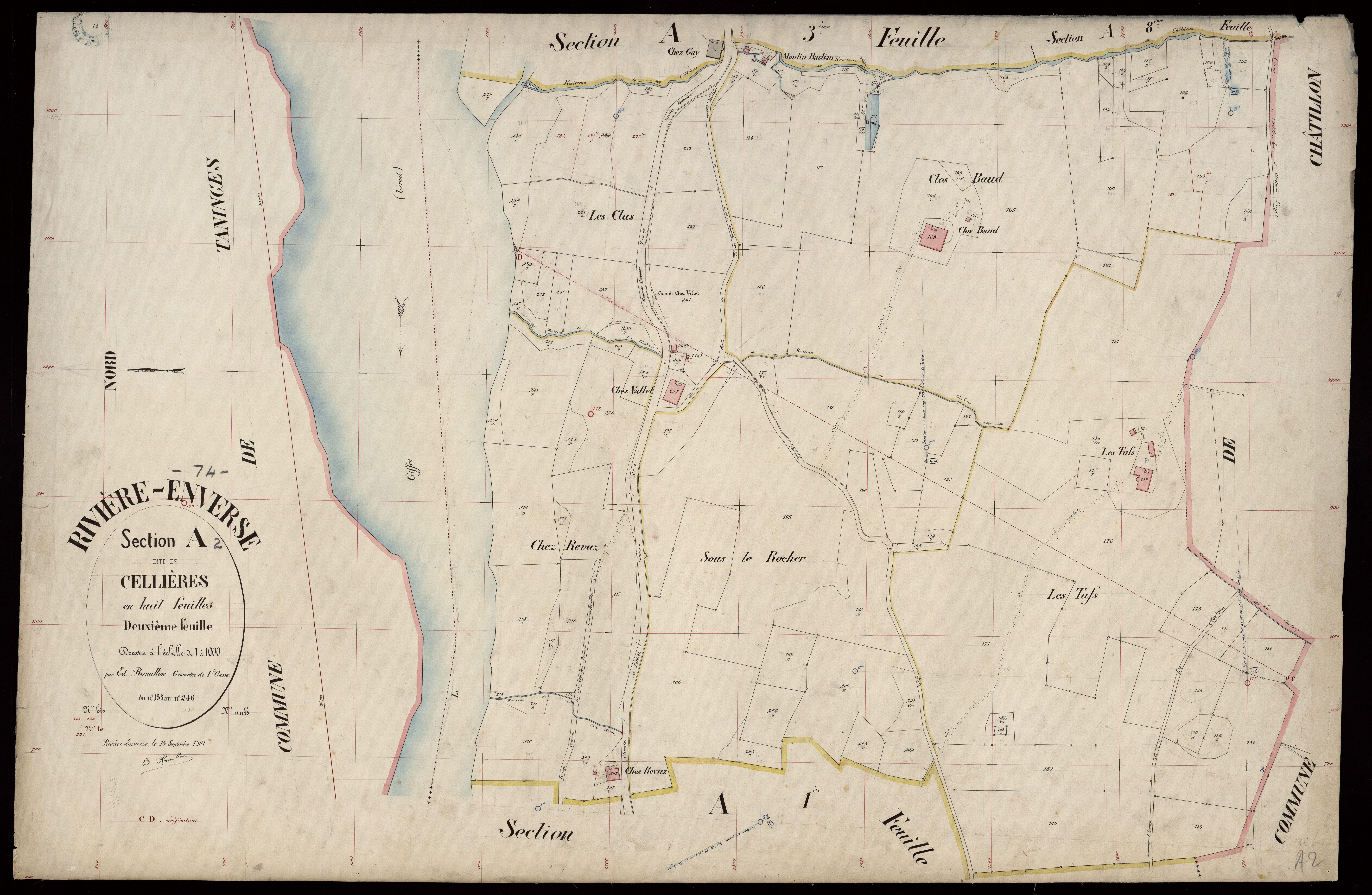 3 P 3 7134 - Feuille n° 3, parcelles n° 247 à 491 - 15 septembre 1901
