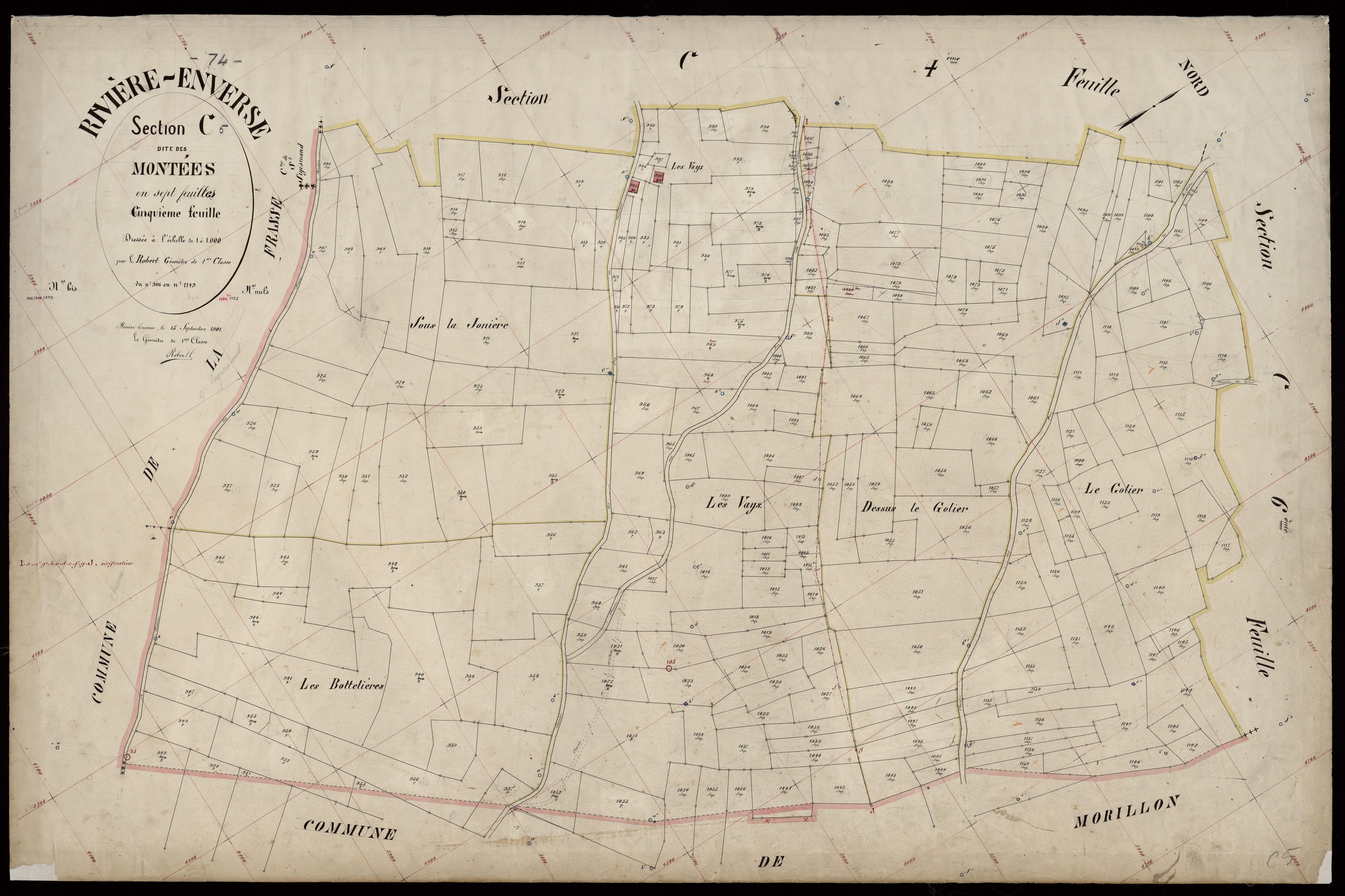 3 P 3 7152 - Feuille n° 6, parcelles n° 1150 à 1296 - 15 septembre 1901