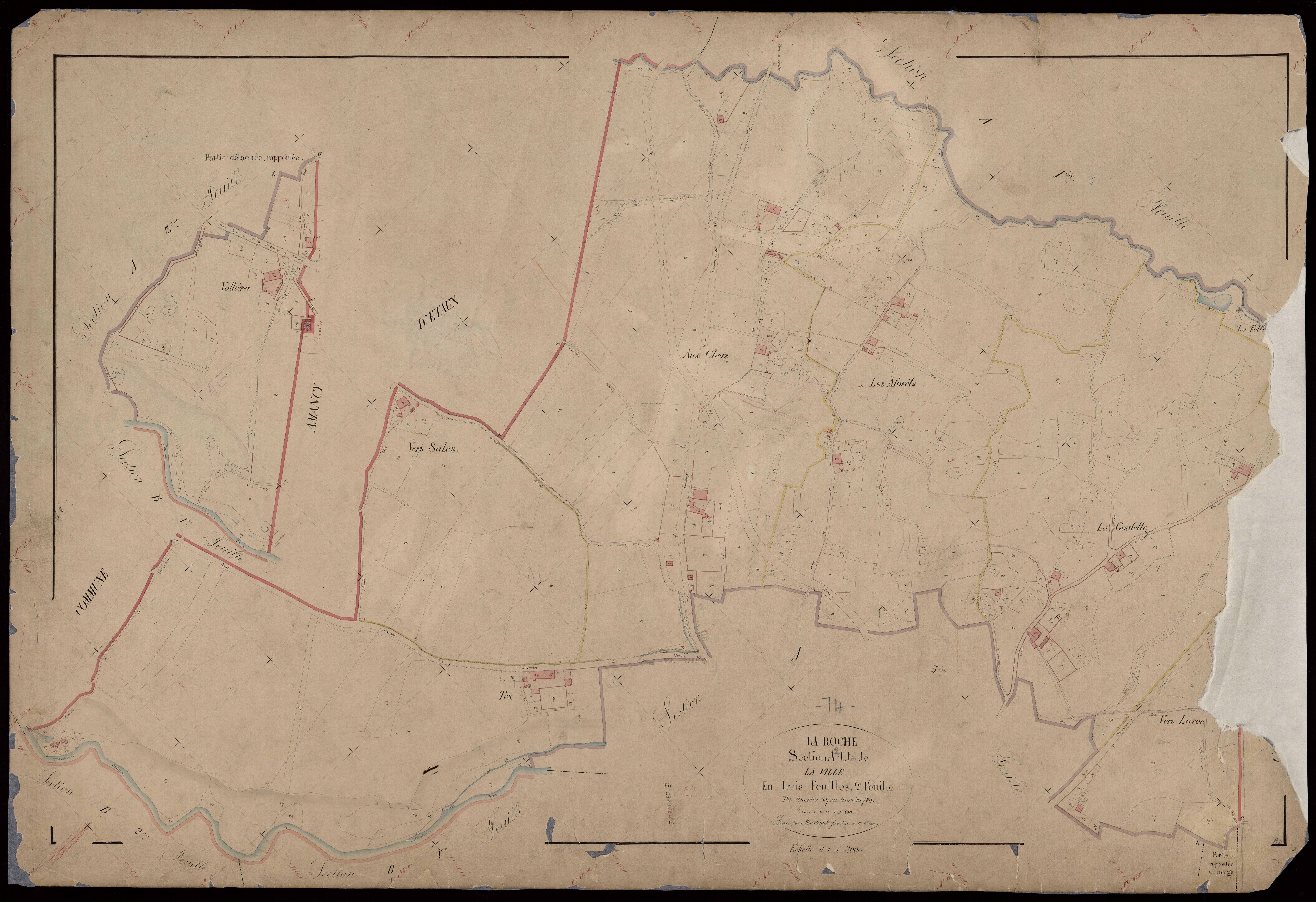 3 P 3 7171 - Feuille n° 3, parcelles n° 730 à 1453 - 5 août 1869