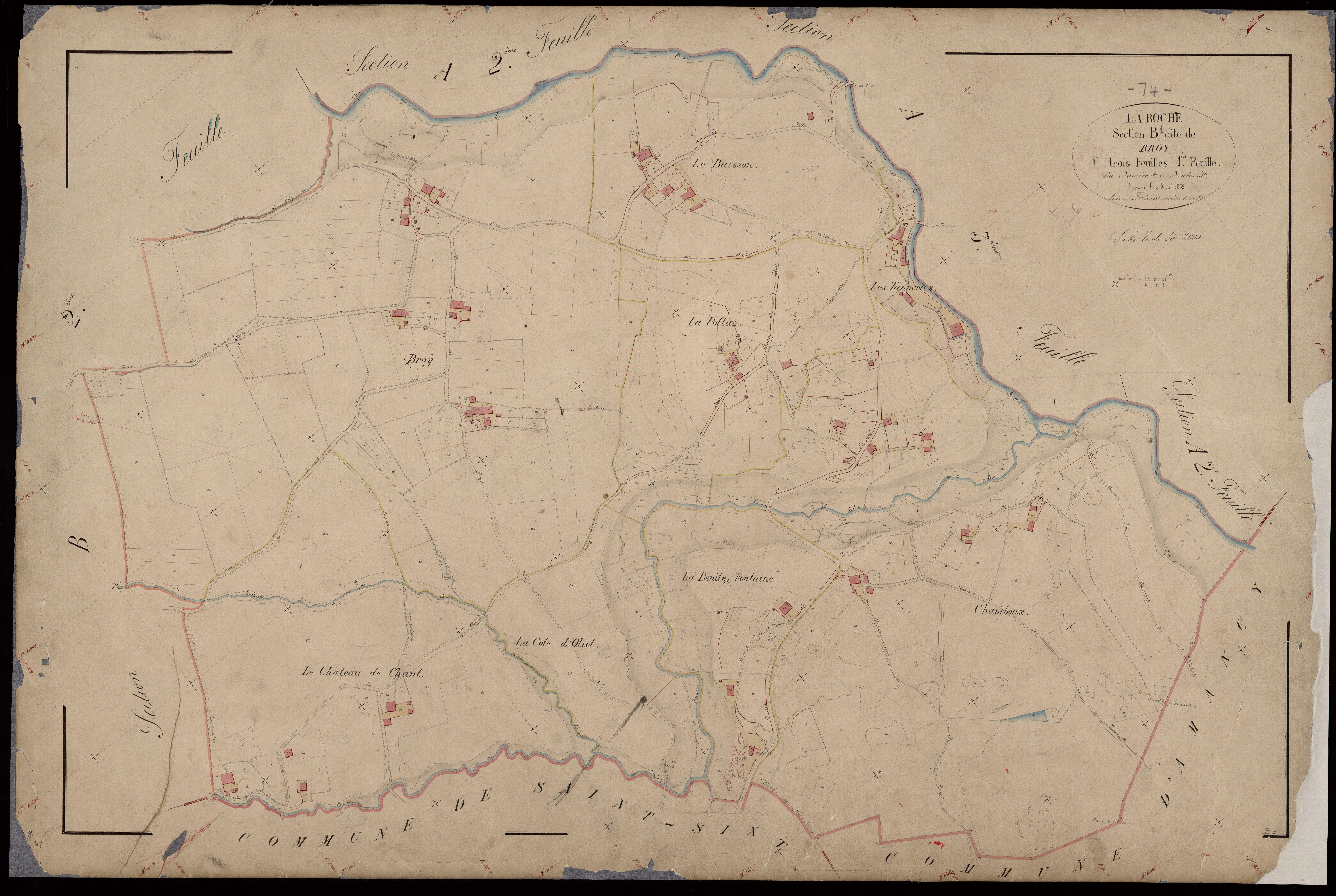 3 P 3 7173 - Feuille n° 2, parcelles n° 411 à 755 - 15 août 1869