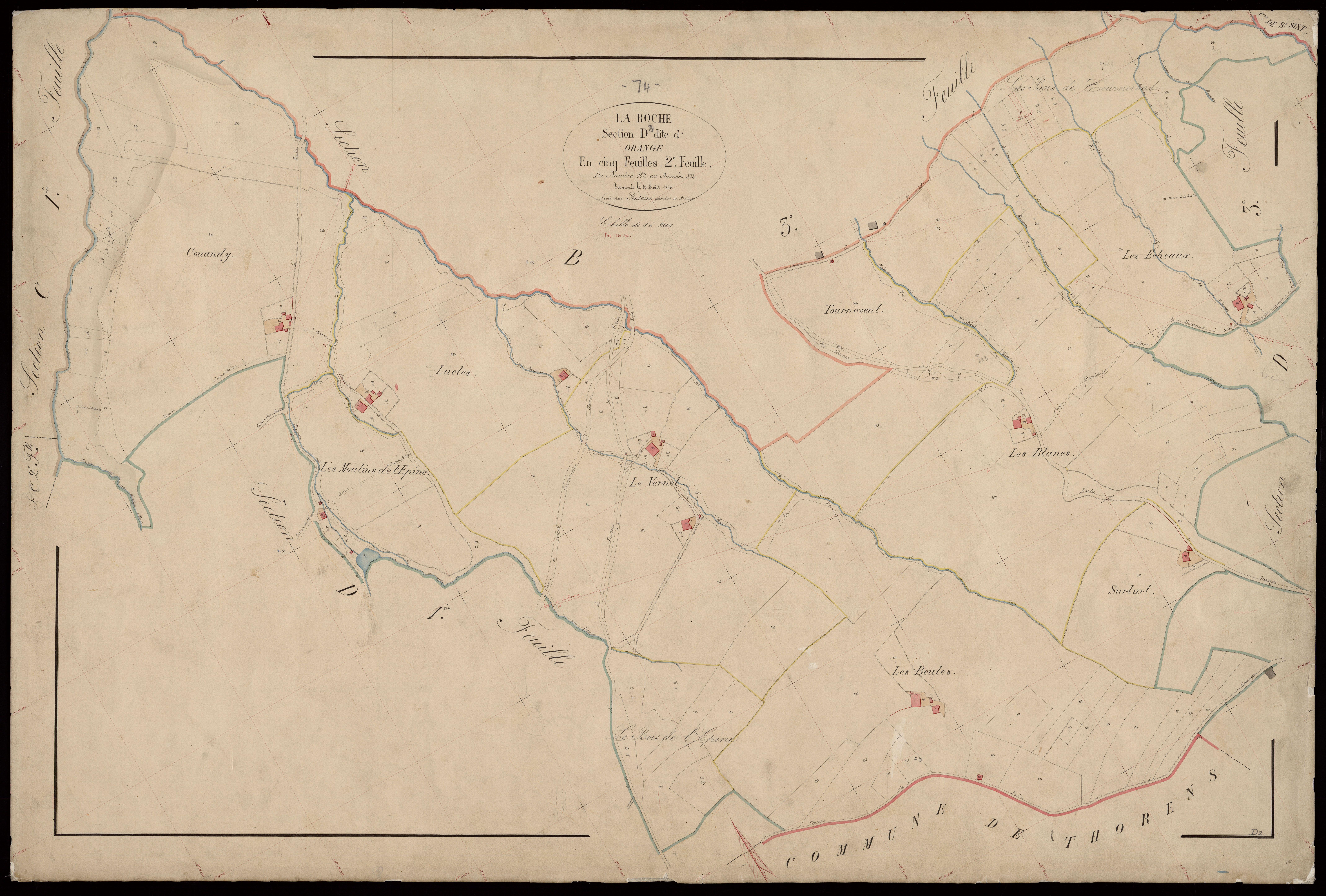 3 P 3 7180 - Feuille n° 3, parcelles n° 374 à 749 - 15 août 1869