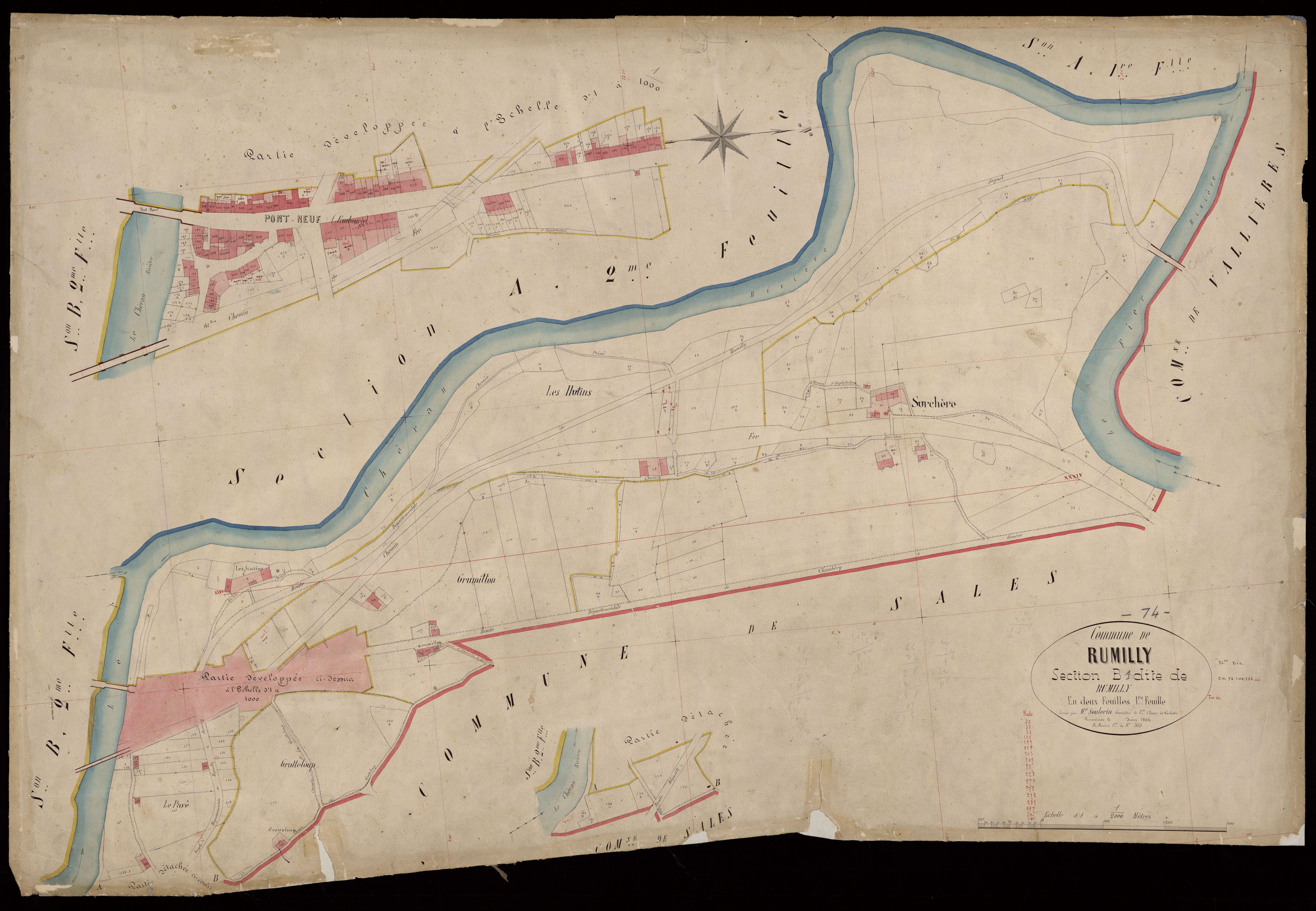 3 P 3 7201 - Feuille n° 2, parcelles n° 306 à 1342 - juin 1864