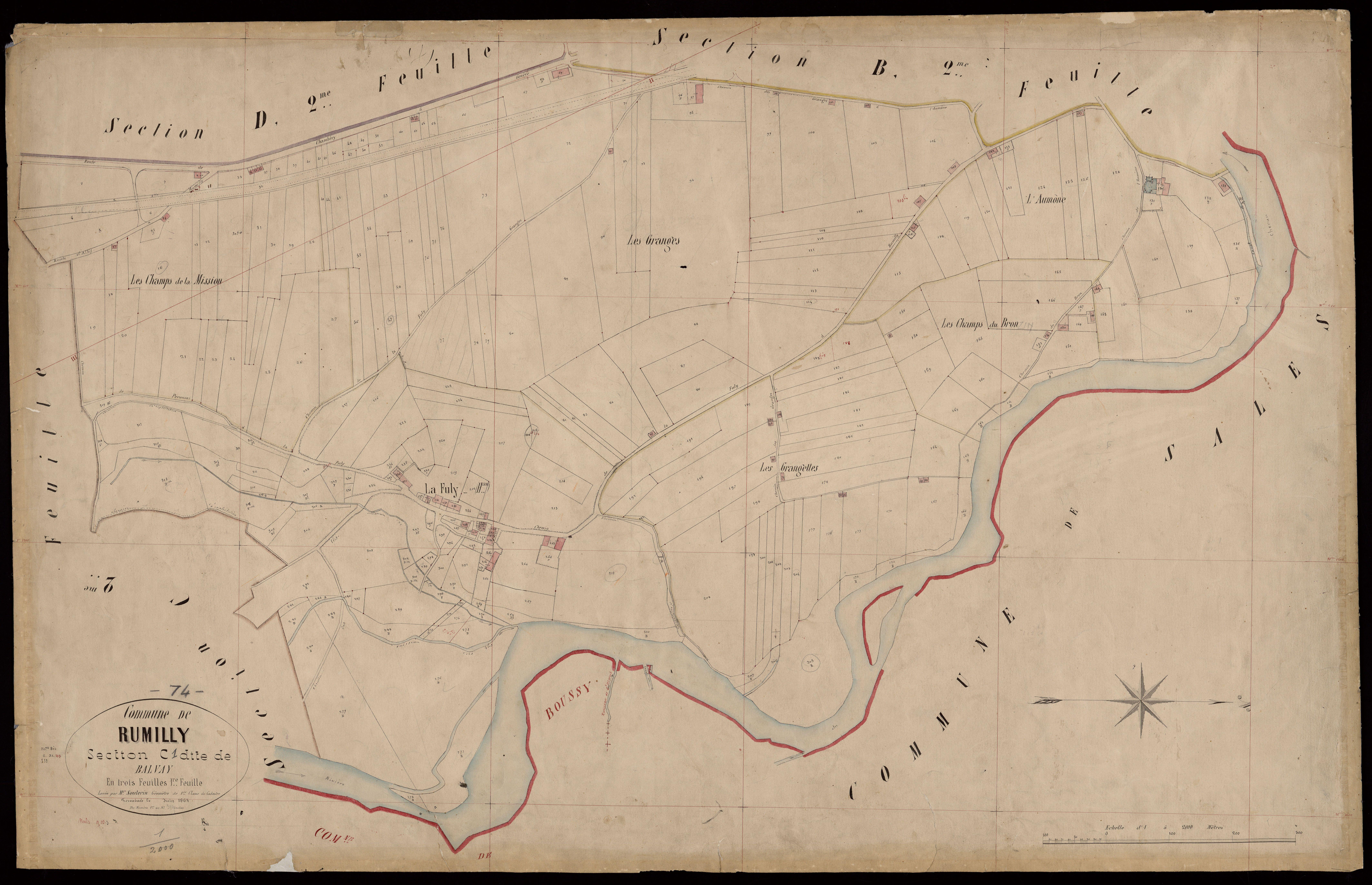 3 P 3 7204 - Feuille n° 2, parcelles n° 320 à 611 - juin 1864