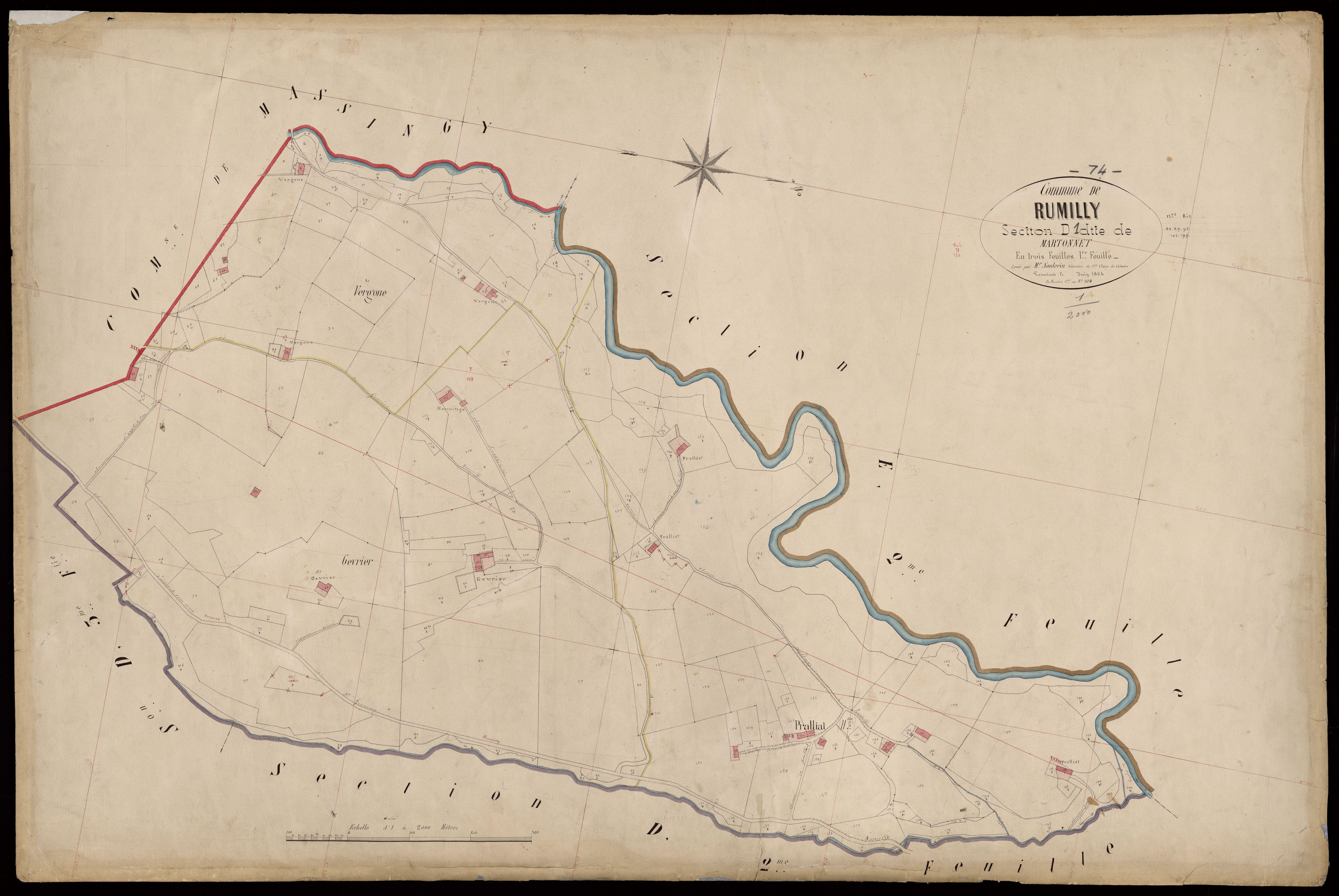 3 P 3 7207 - Feuille n° 2, parcelles n° 201 à 408 - juin 1864
