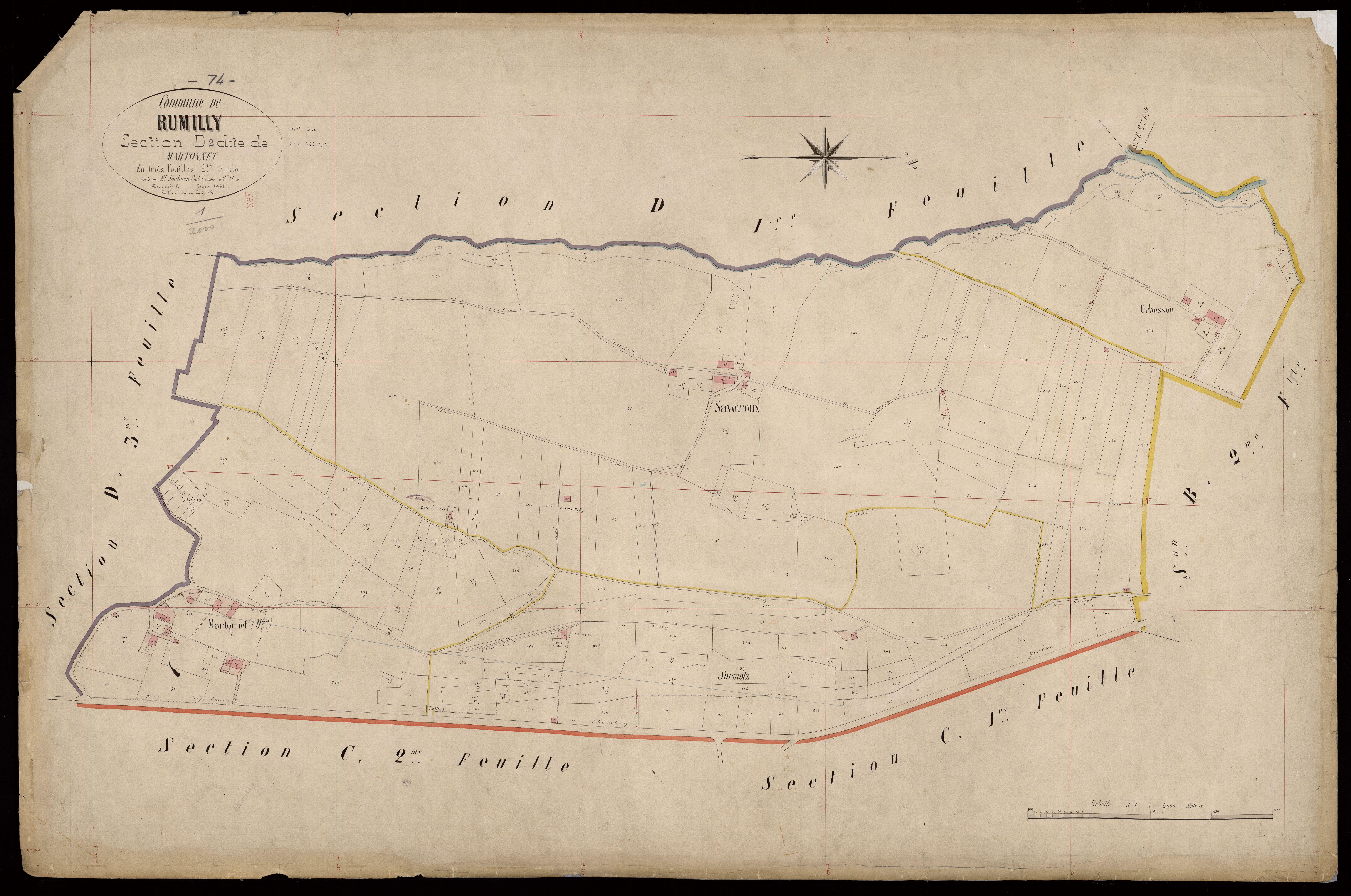 3 P 3 7208 - Feuille n° 3, parcelles n° 409 à 682 - juin 1864
