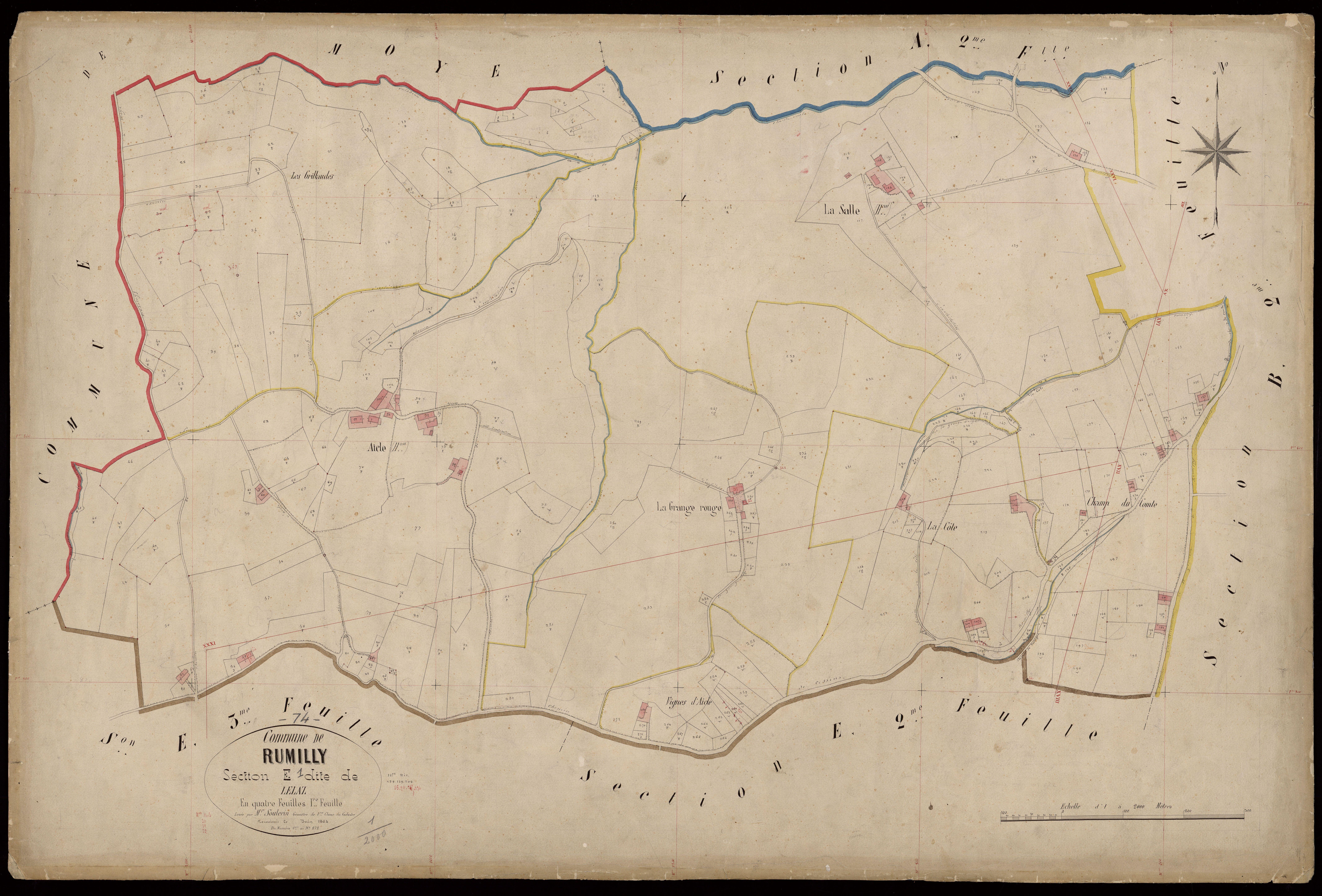 3 P 3 7210 - Feuille n° 2, parcelles n° 273 à 517 - juin 1864