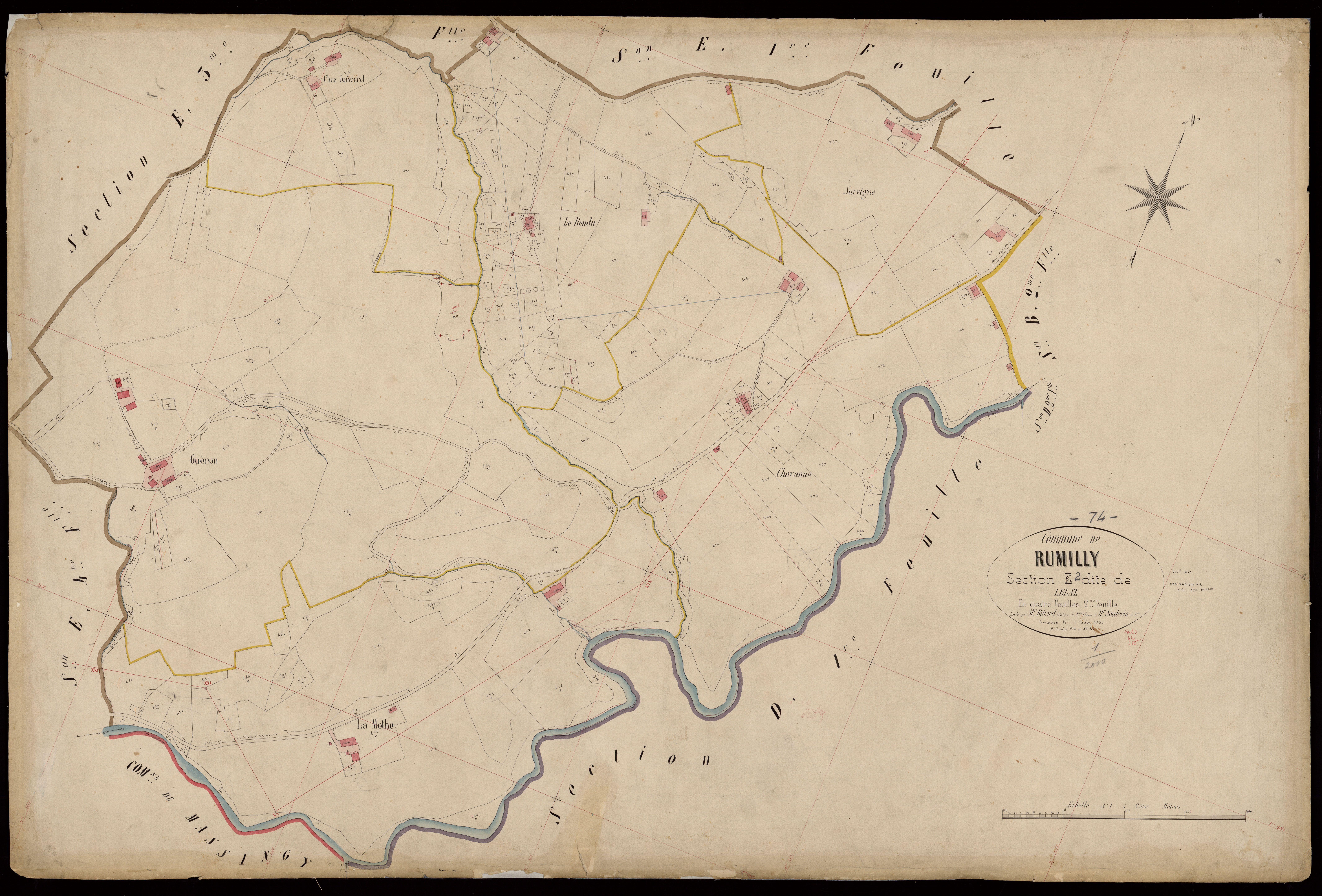 3 P 3 7211 - Feuille n° 3, parcelles n° 518 à 589 - juin 1864